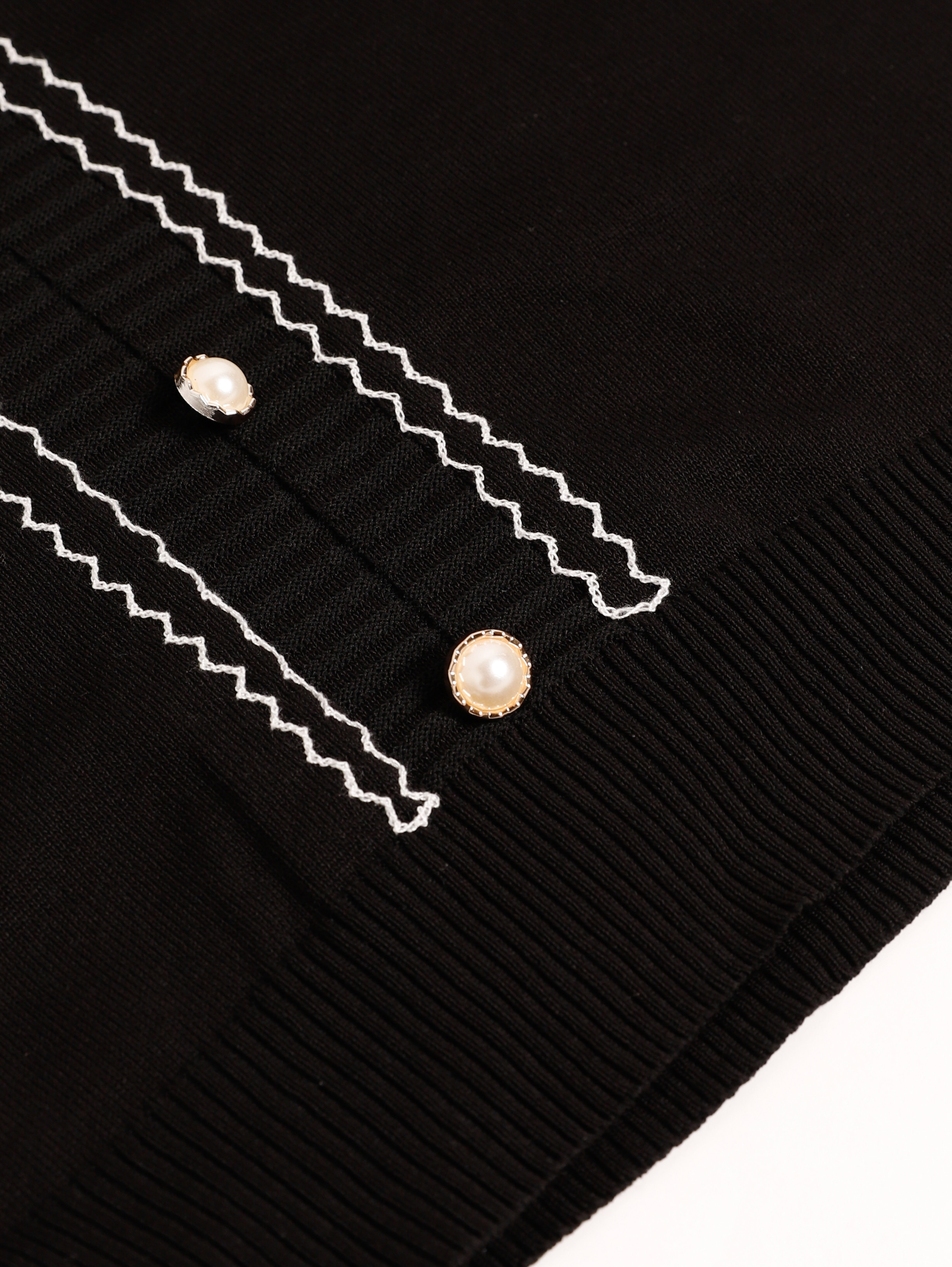 Knitted Front Decorative Button Top 27689