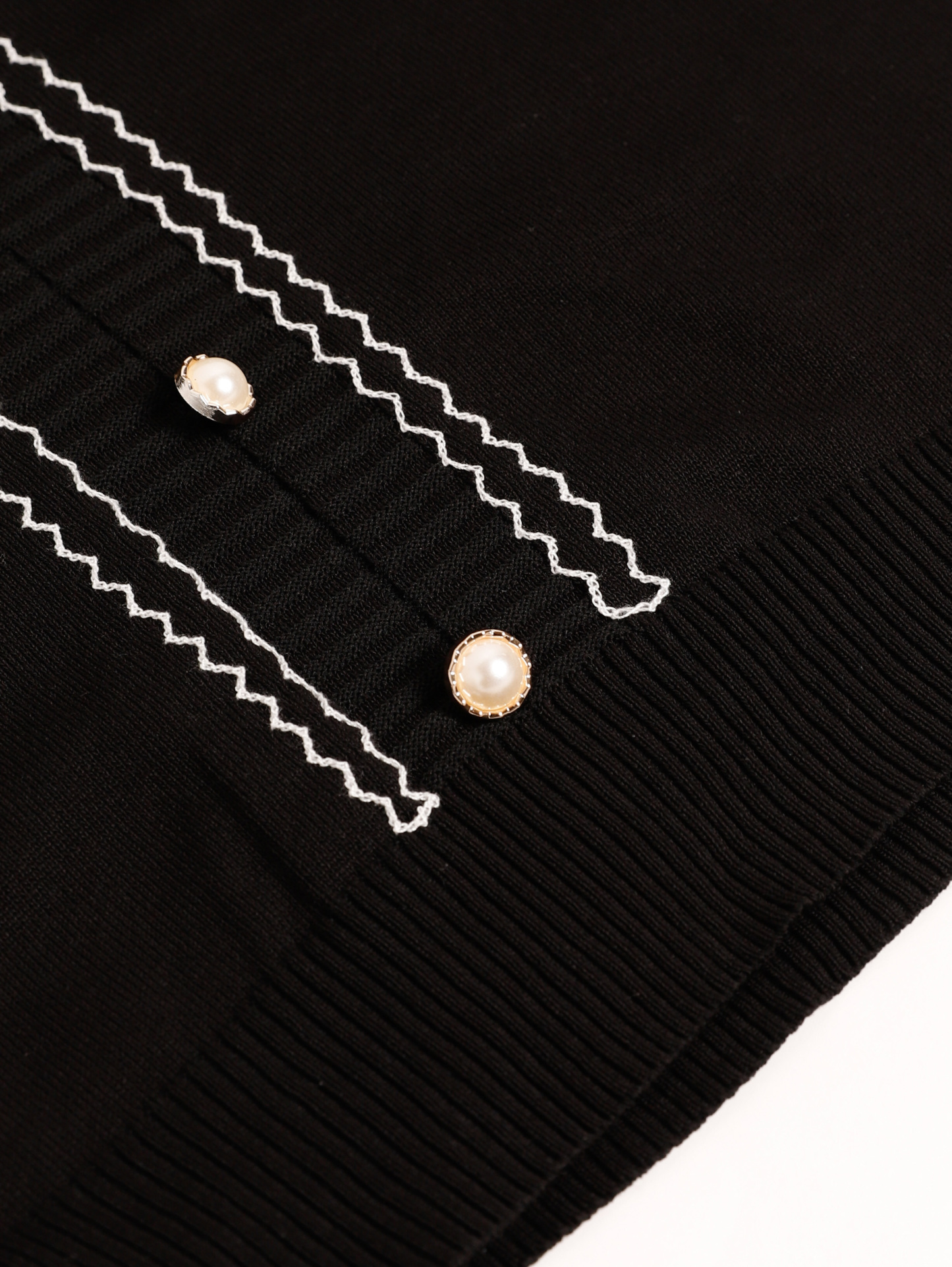 Knitted Front Decorative Button Top 27689