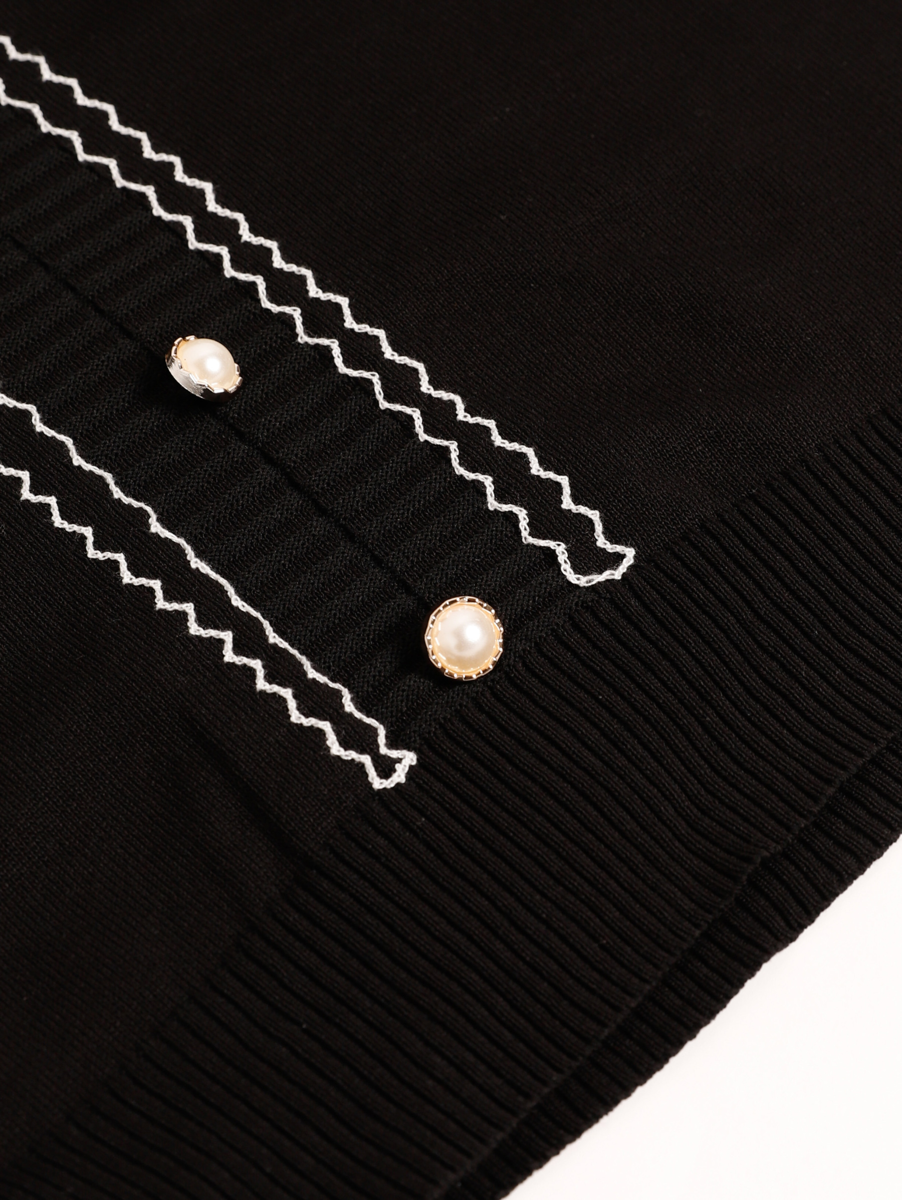 Knitted Front Decorative Button Top 27689