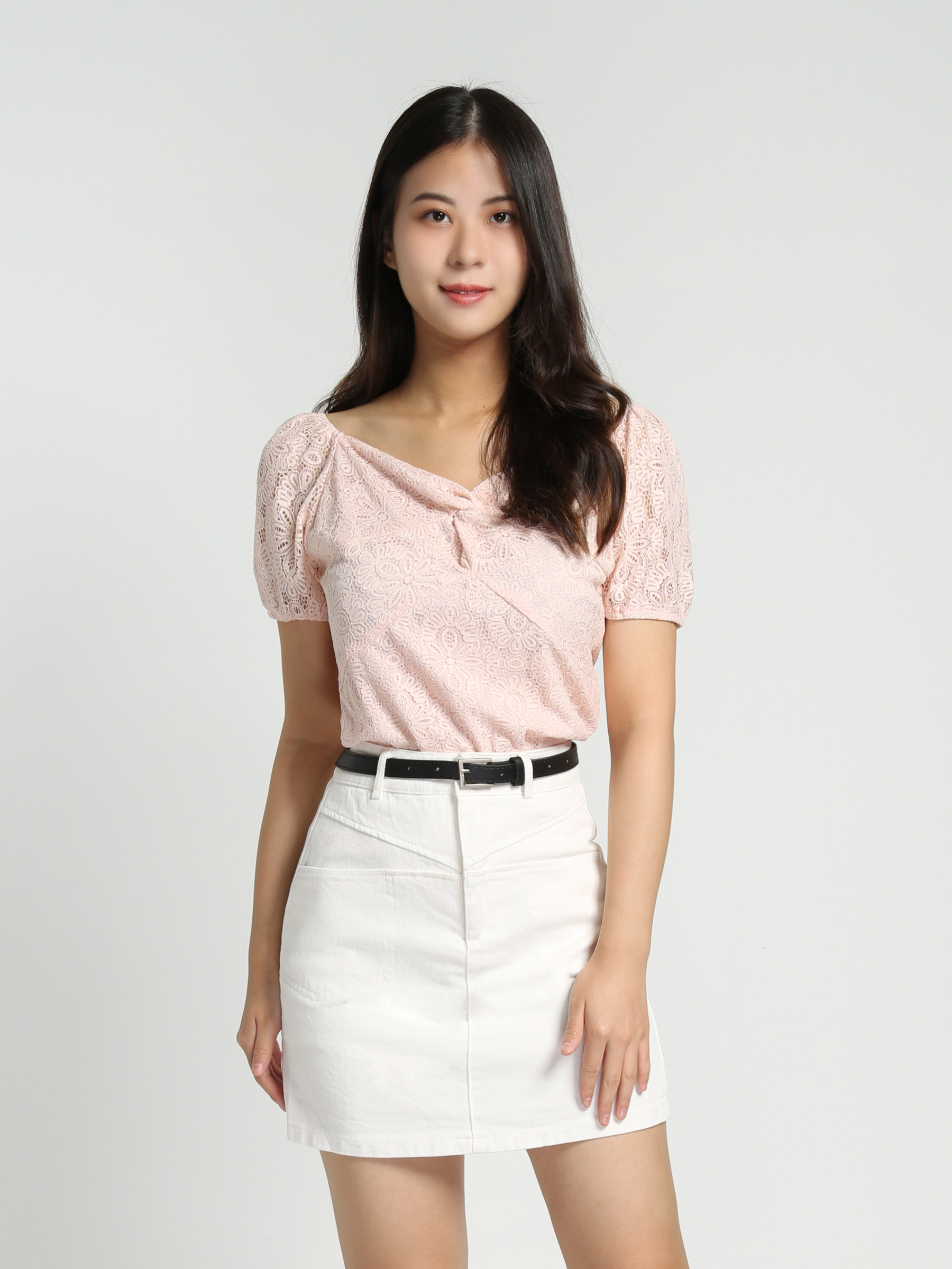 High Waist A Line Skirt With Belt 27760