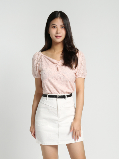 High Waist A Line Skirt With Belt 27760