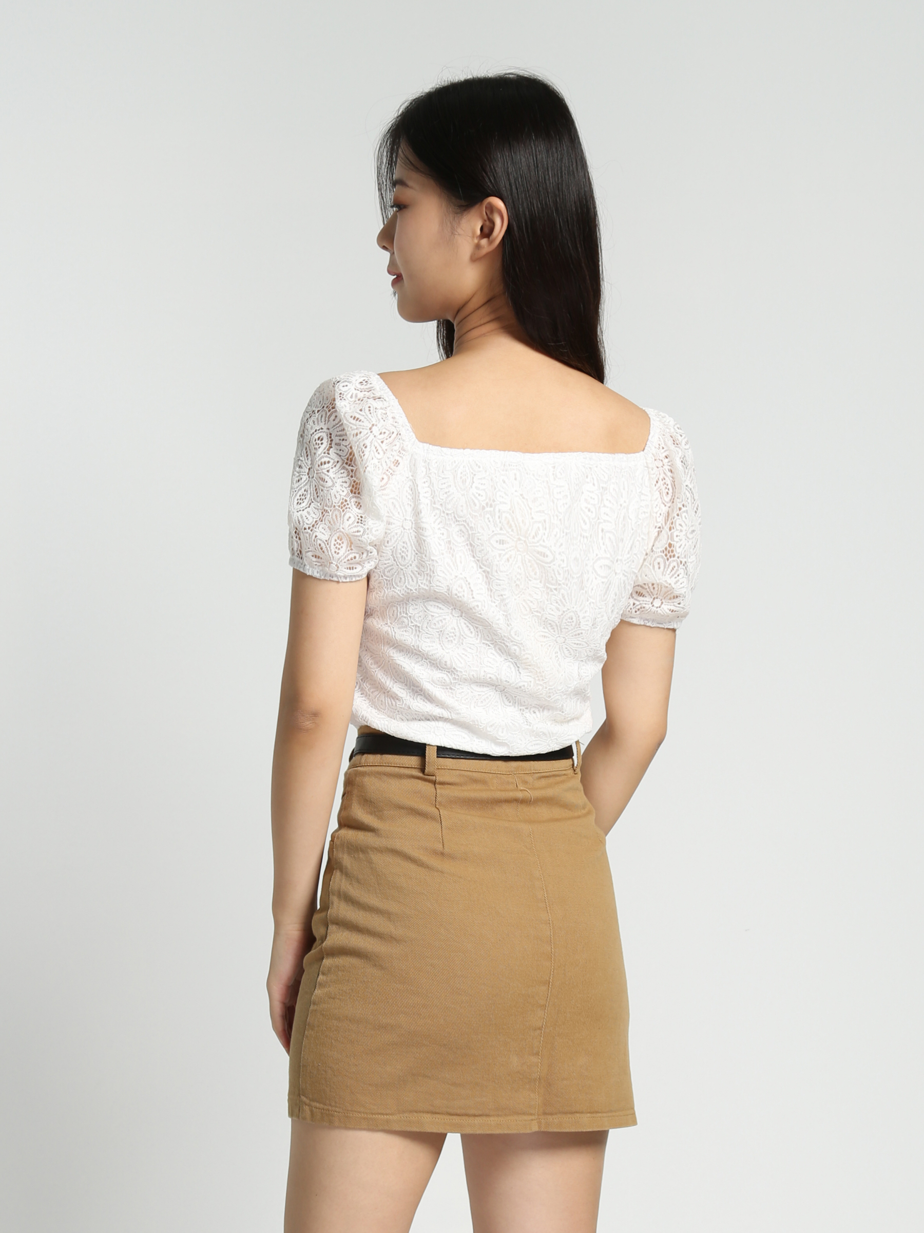 High Waist A Line Skirt With Belt 27760