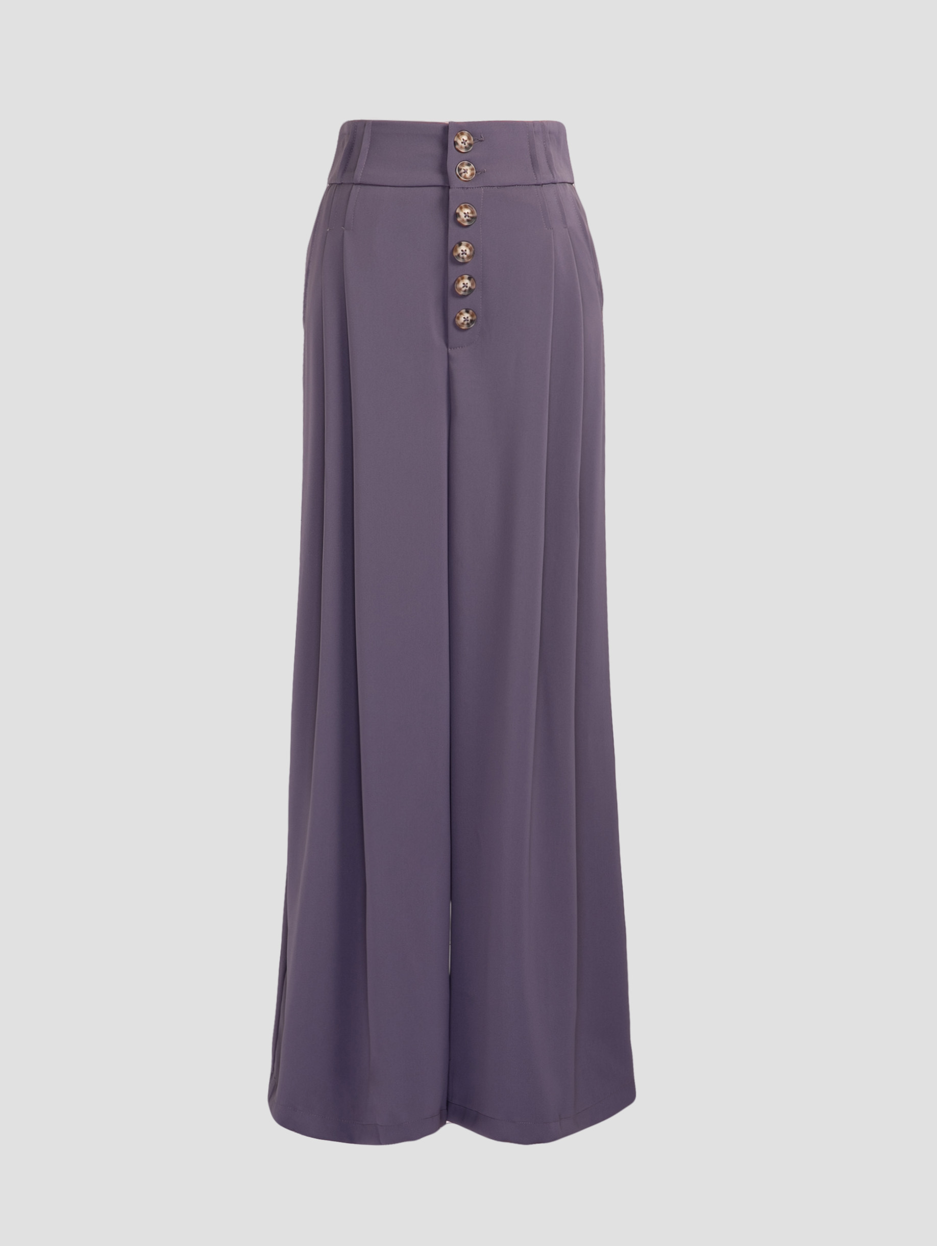 High Waist Front Breasted Button Wide Leg Long Pants 27737