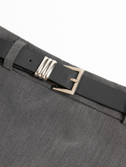 High Waist Side Pocekt With Belt Skirt 27761