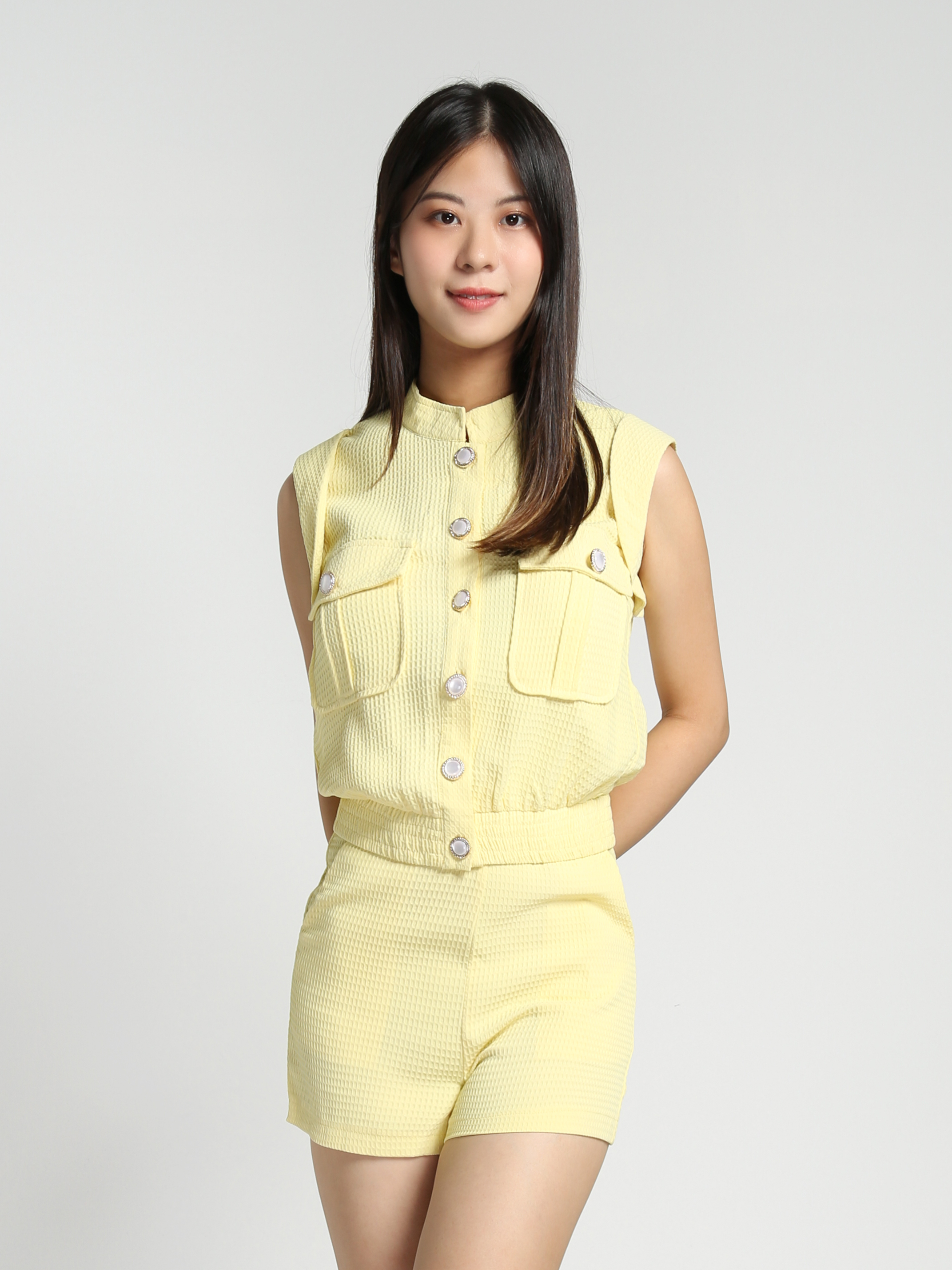 Sleeveless Front Button Top With Short Pants Set 27809