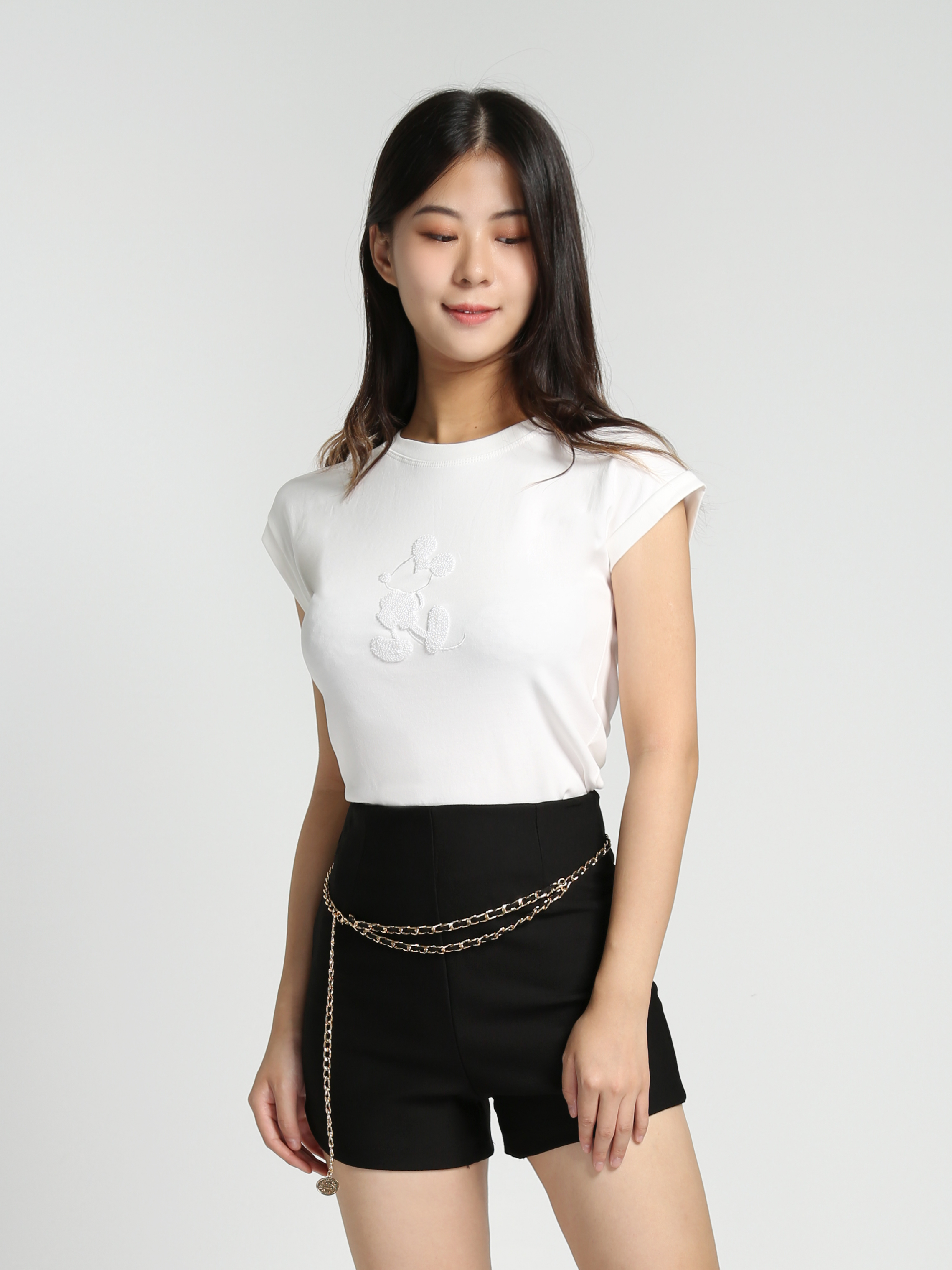 High Waist With Chain Belt Short Pants 27759