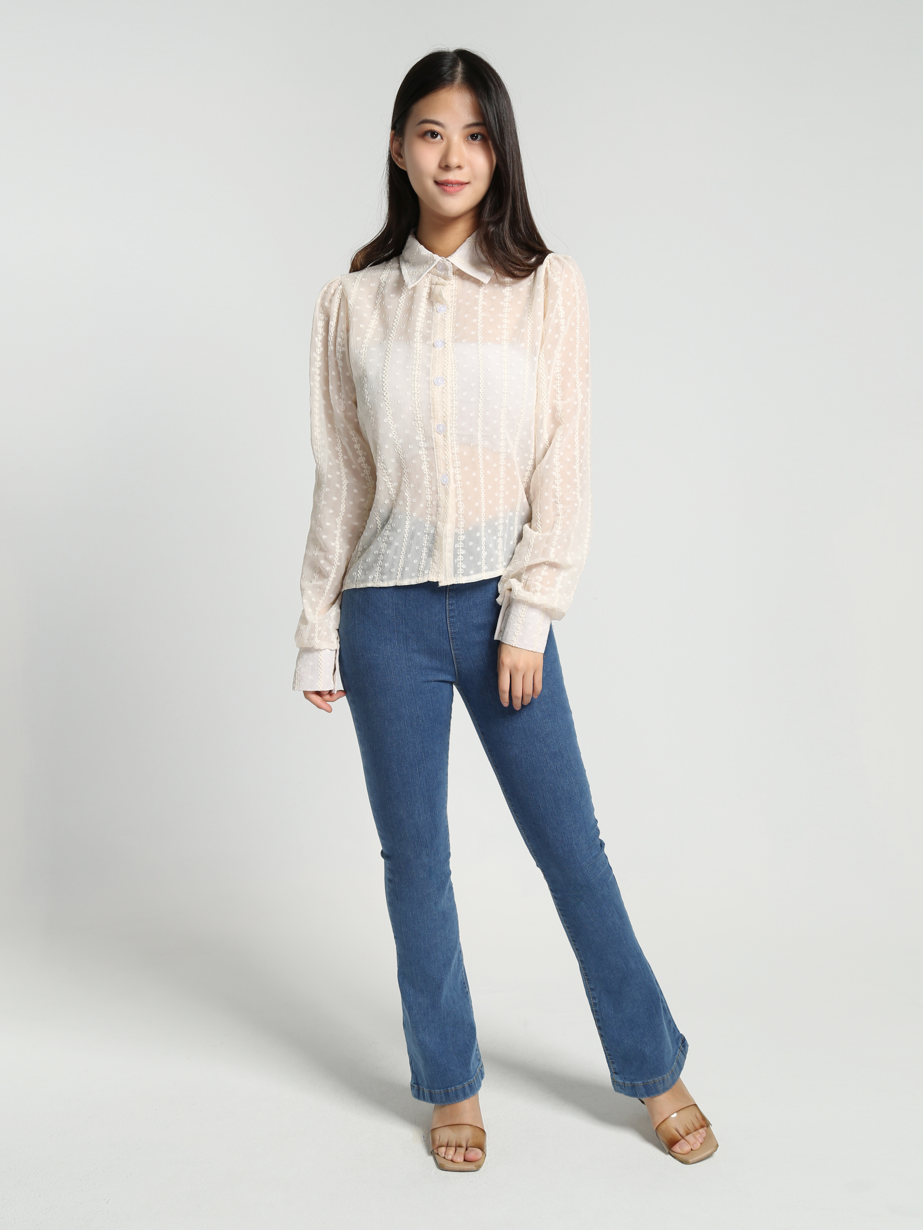 Denim High Waist Wrap Long Pants 27863