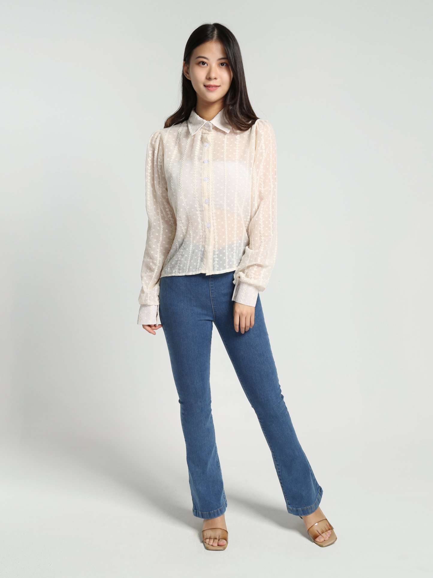Denim High Waist Wrap Long Pants 27863