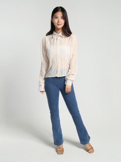 Denim High Waist Wrap Long Pants 27863