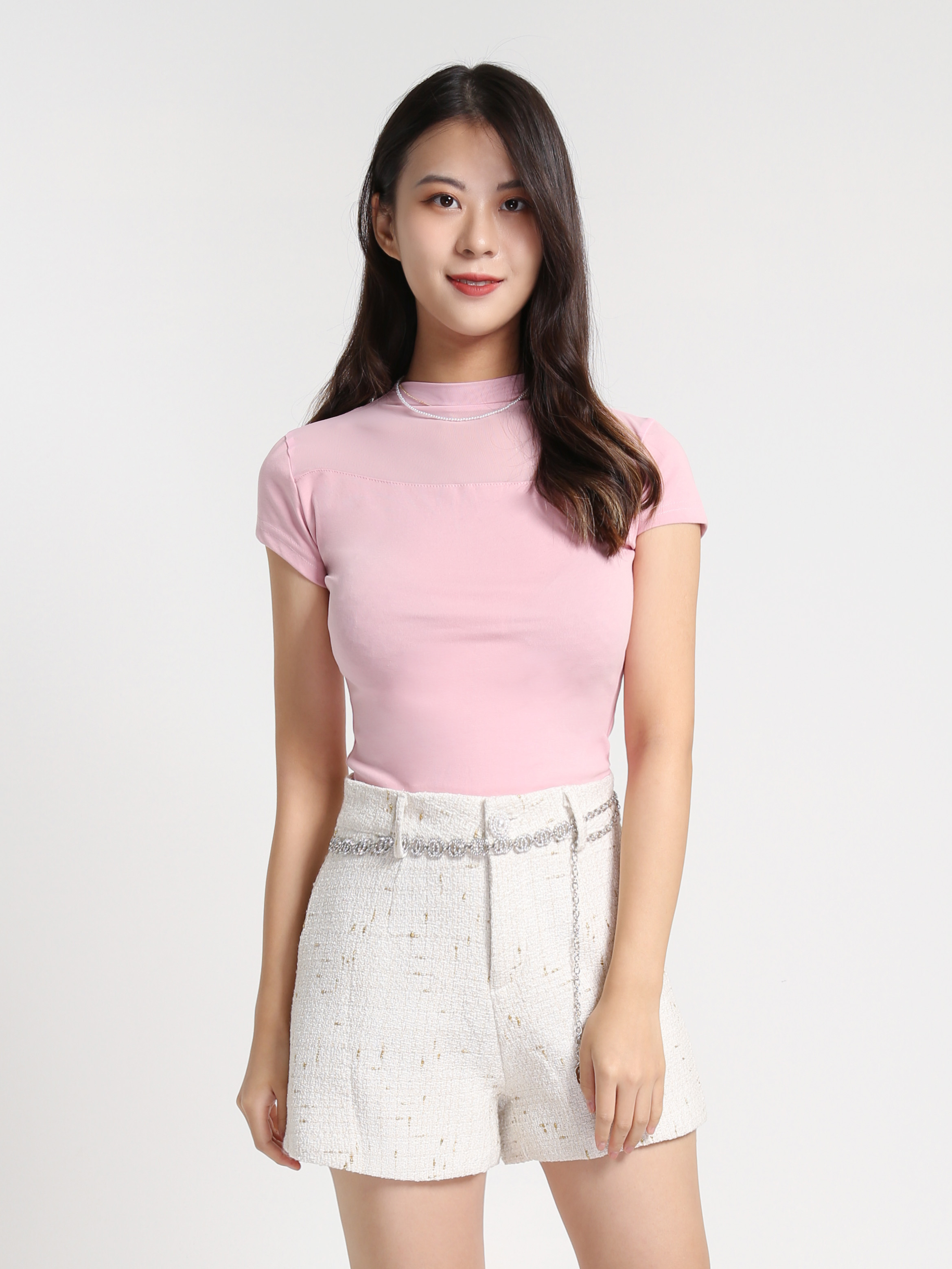 Turtle Neck With Net Short Sleeve Top 27871 (SO)