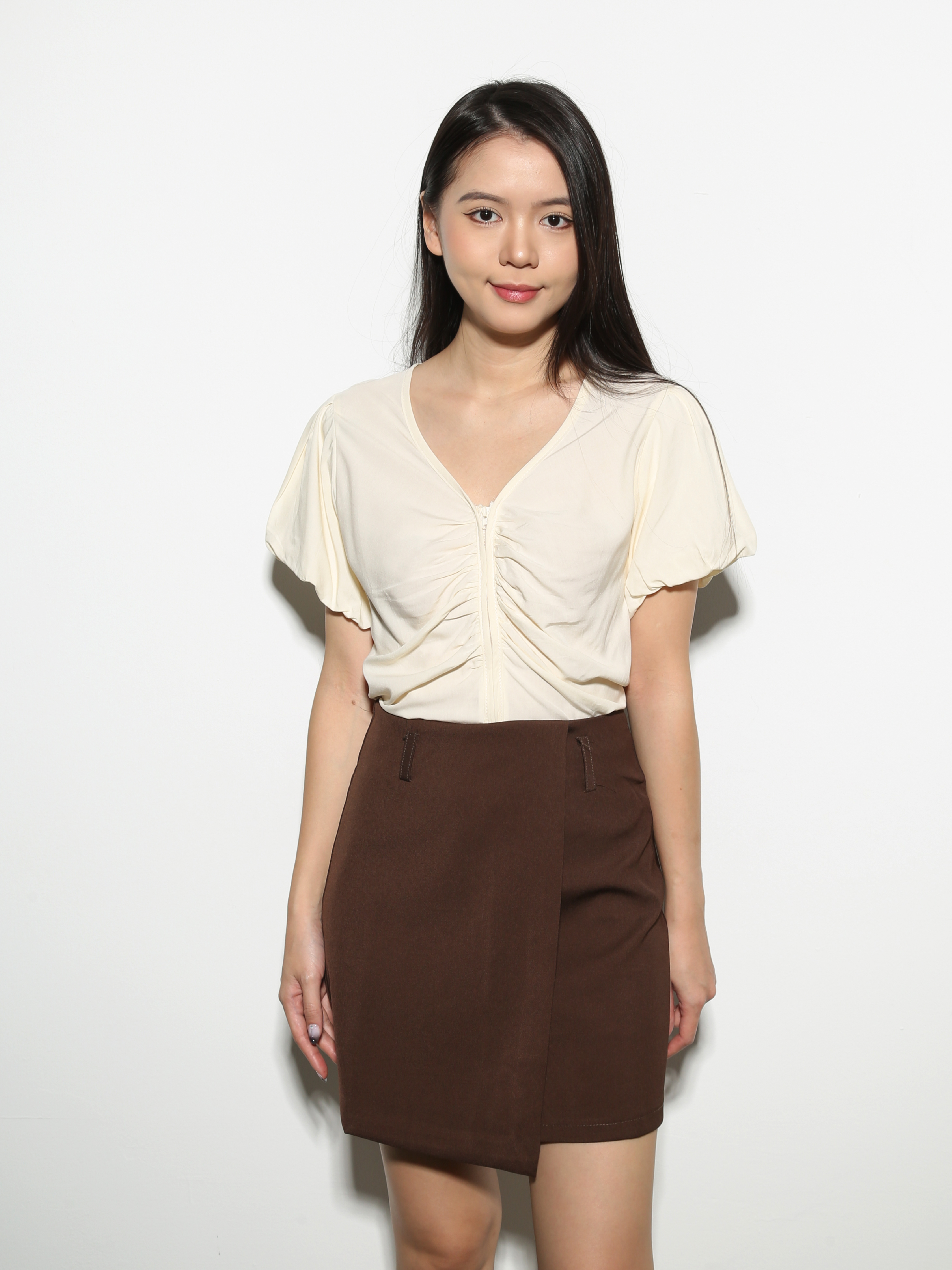High Waist Irregular Long With Belt Skirt 27204