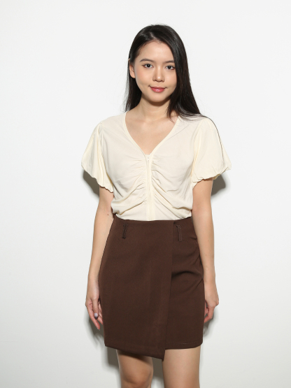 High Waist Irregular Long With Belt Skirt 27204