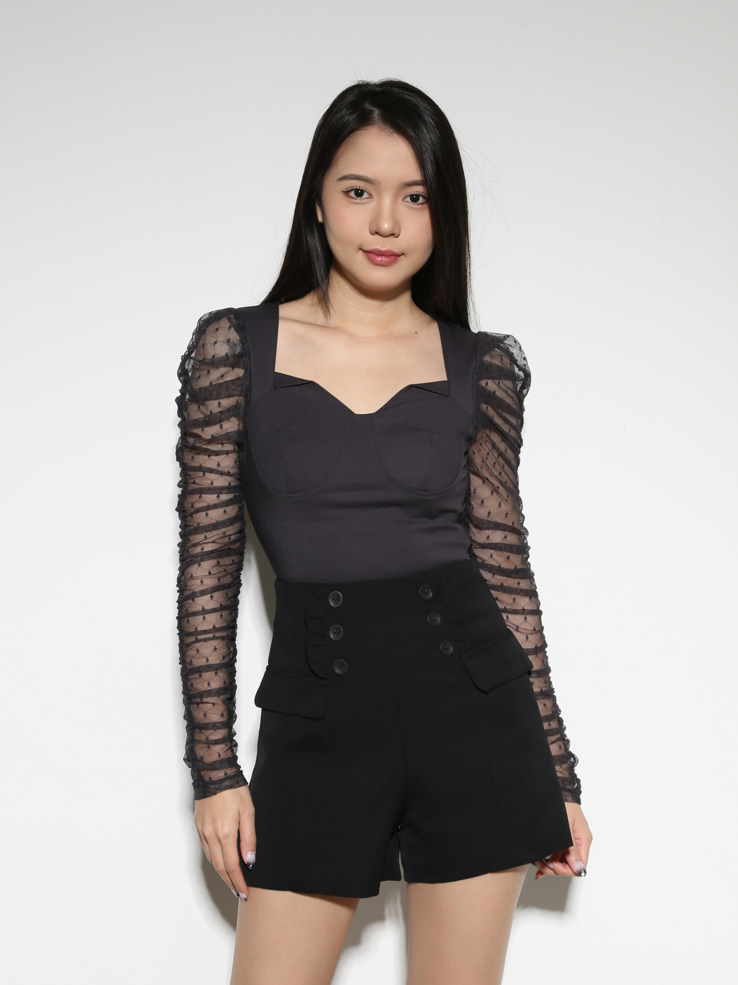 Long Sleeve Sweetheart Neck Top 27905