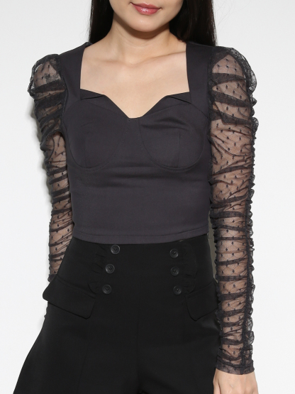 Long Sleeve Sweetheart Neck Top 27905