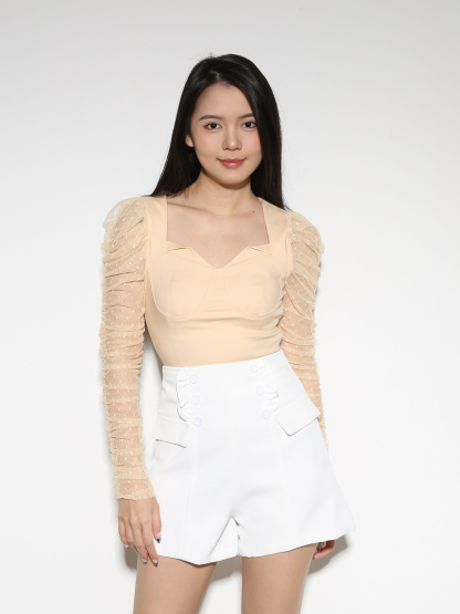 Long Sleeve Sweetheart Neck Top 27905