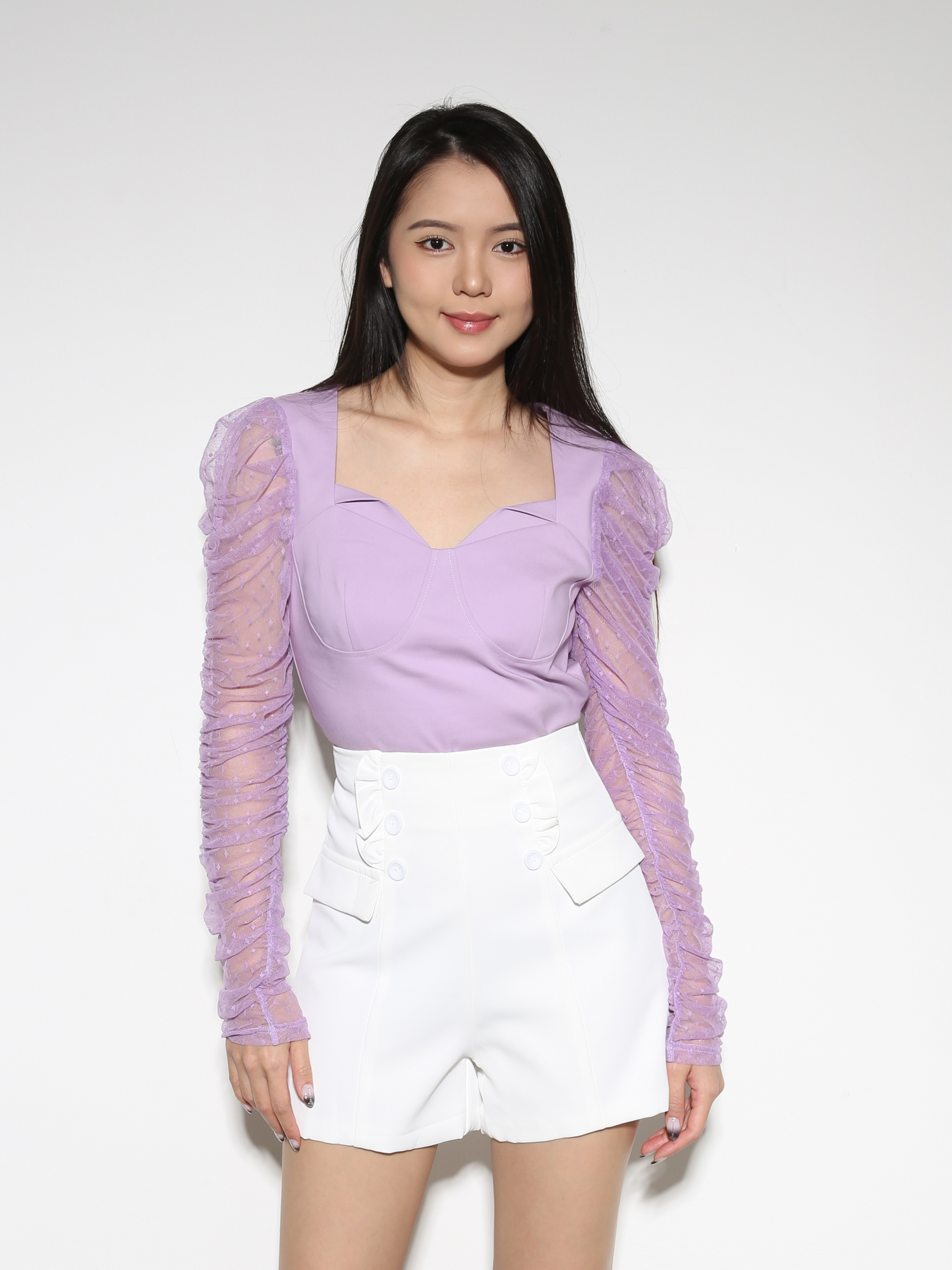 Long Sleeve Sweetheart Neck Top 27905