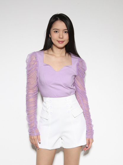 Long Sleeve Sweetheart Neck Top 27905