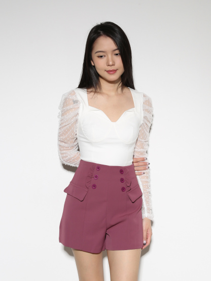 High Waist Ruffles Short Pants 27865