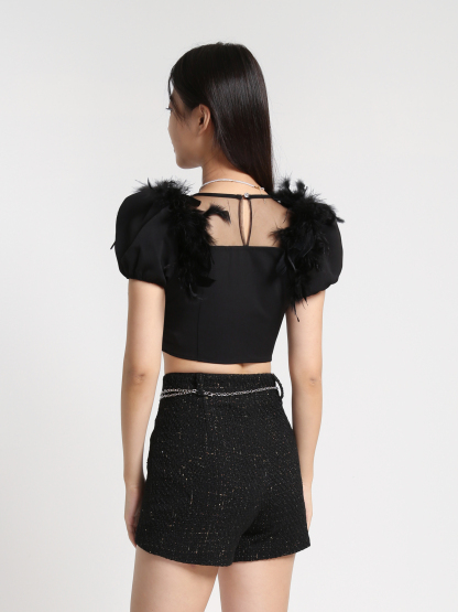 Puff Sleeve Square Neck Top 27911