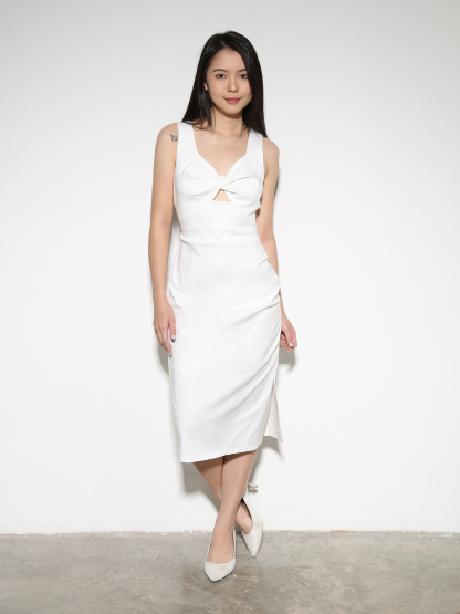 Sleeveless Front Twist Side Spilt Dress 27974