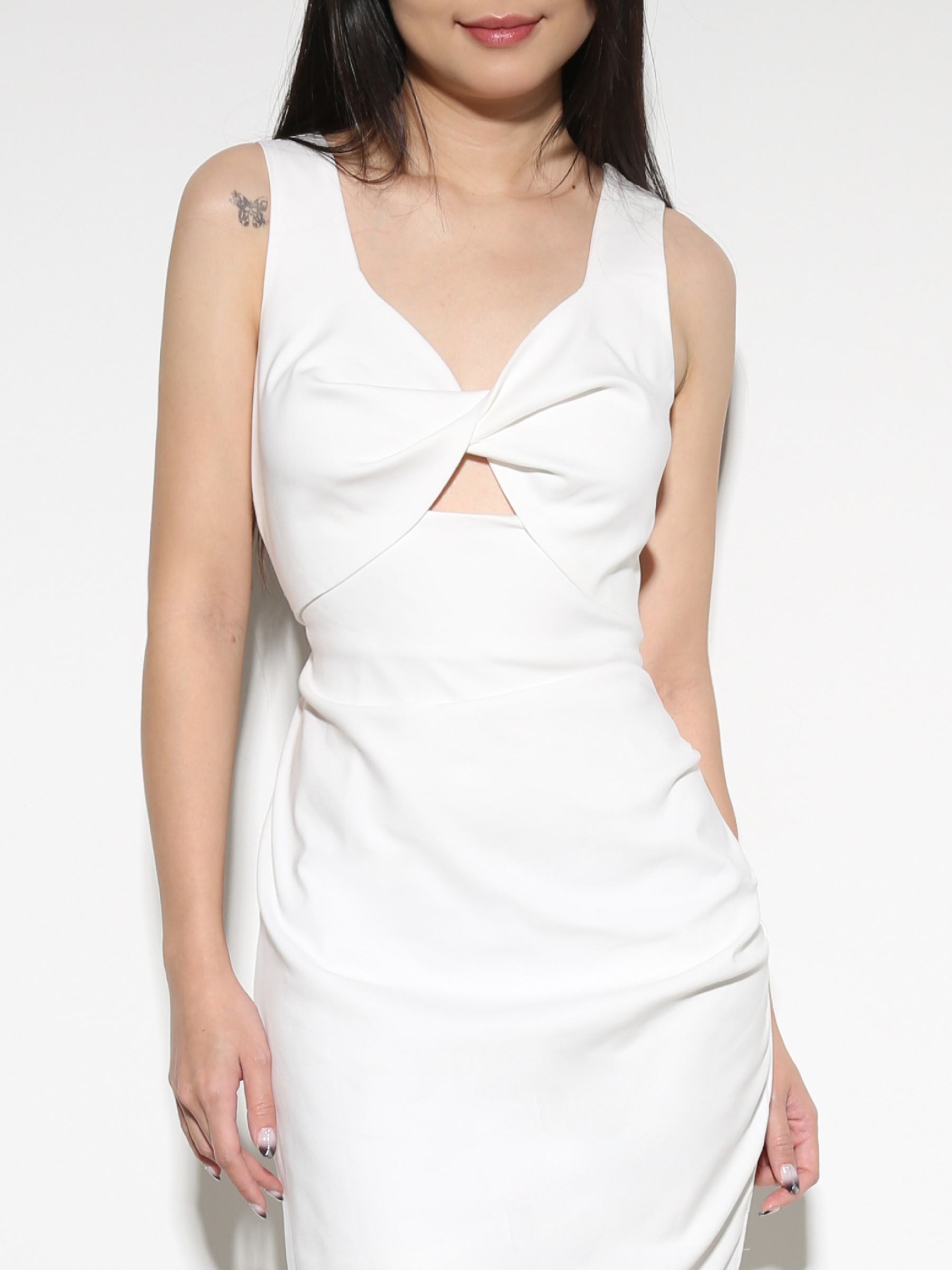 Sleeveless Front Twist Side Spilt Dress 27974