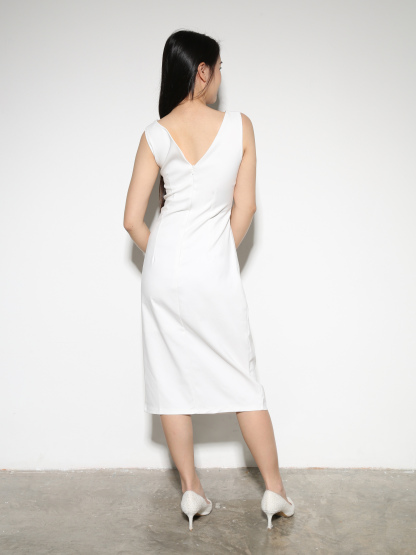 Sleeveless Front Twist Side Spilt Dress 27974