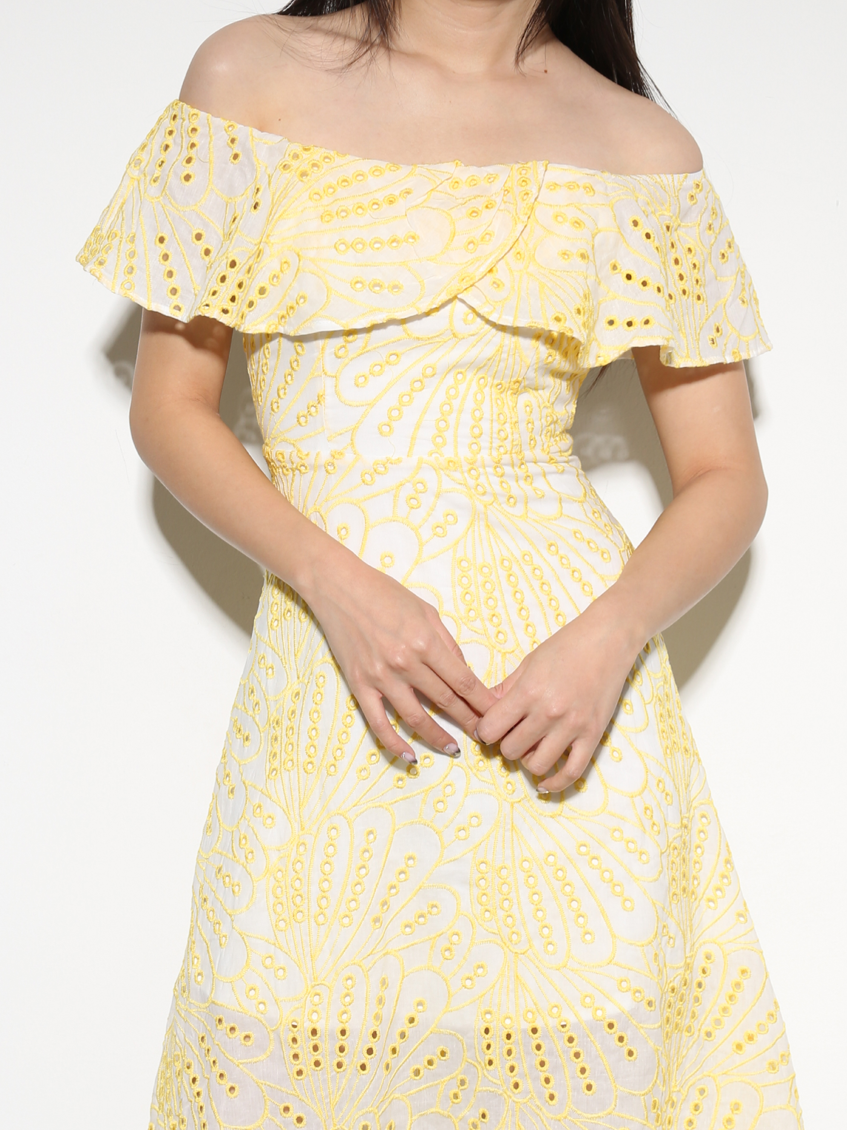 Eyelet Off Shoulder Ruffles Dress 27976