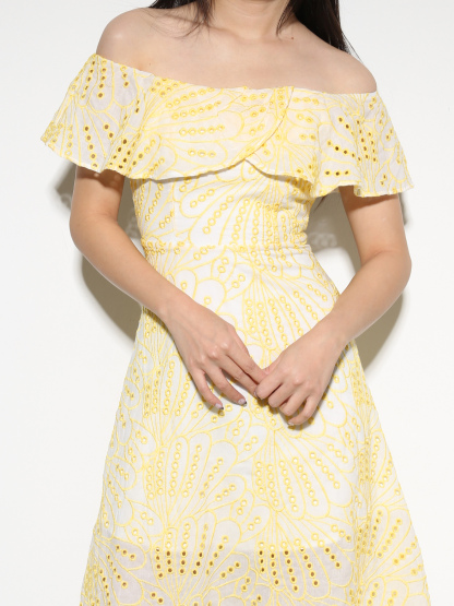 Eyelet Off Shoulder Ruffles Dress 27976