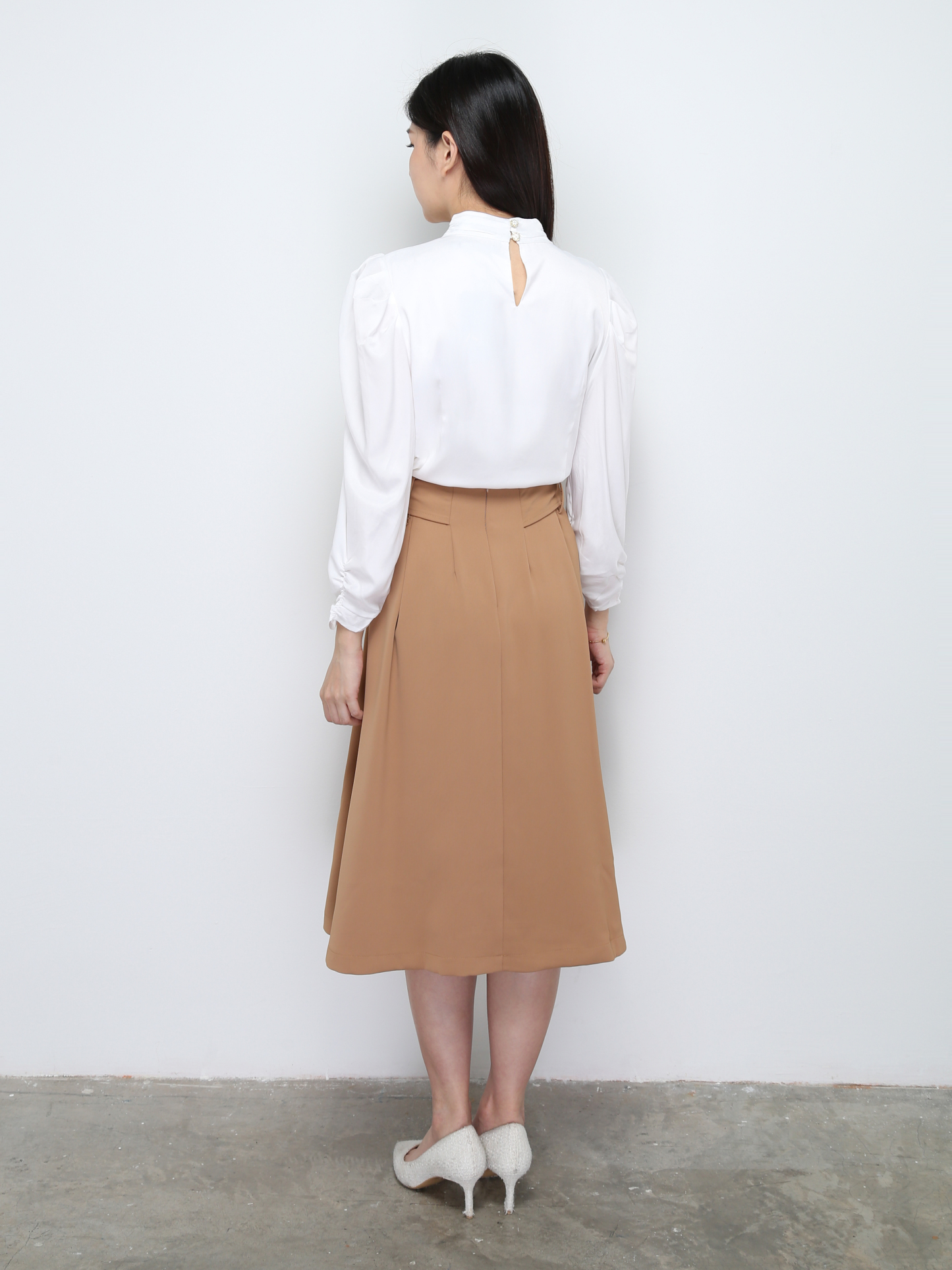 High Waist A Line Side Pocket With Belt Skirt 28532