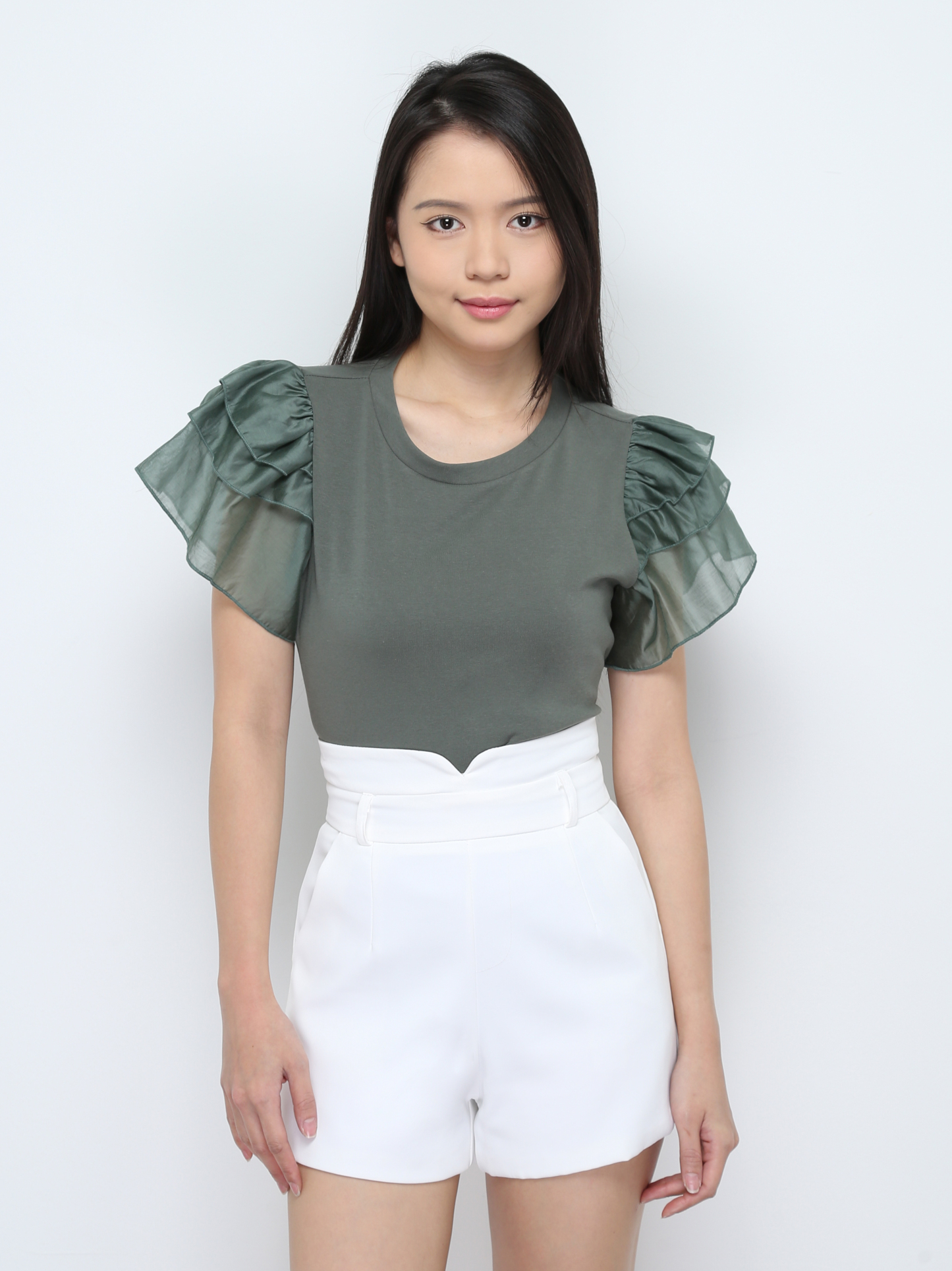 Layered Sleeve Plain Top 28017