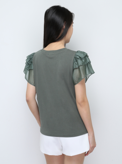 Layered Sleeve Plain Top 28017