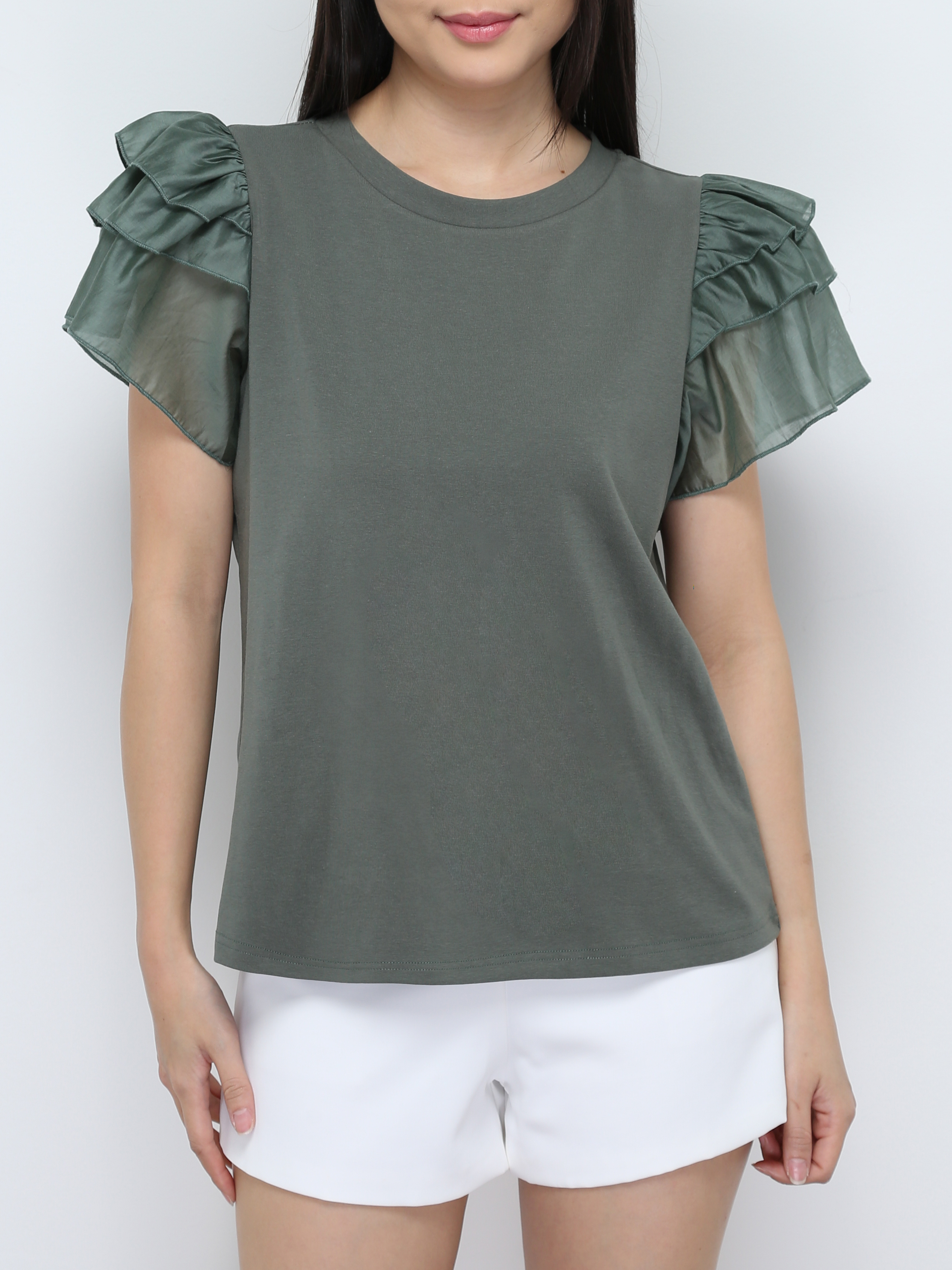 Layered Sleeve Plain Top 28017