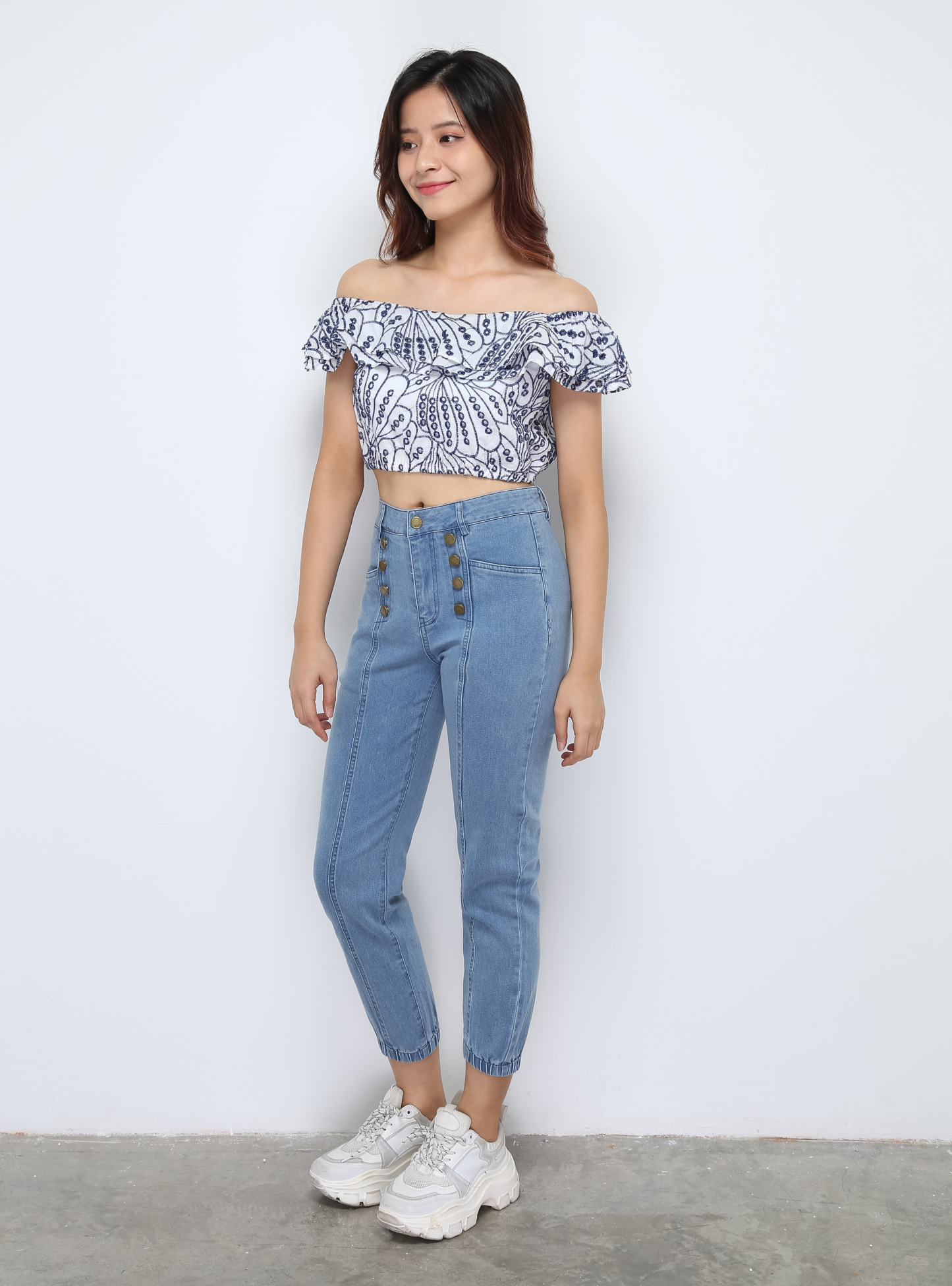 Eyelet Off Shoulder Top 28065