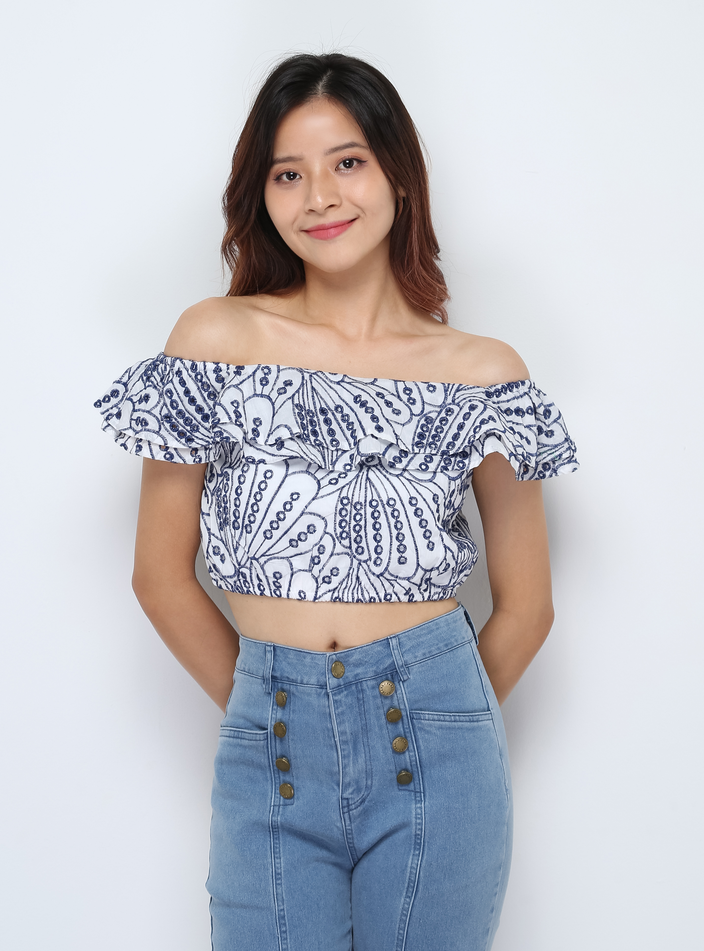 Eyelet Off Shoulder Top 28065