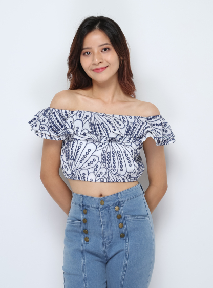 Eyelet Off Shoulder Top 28065