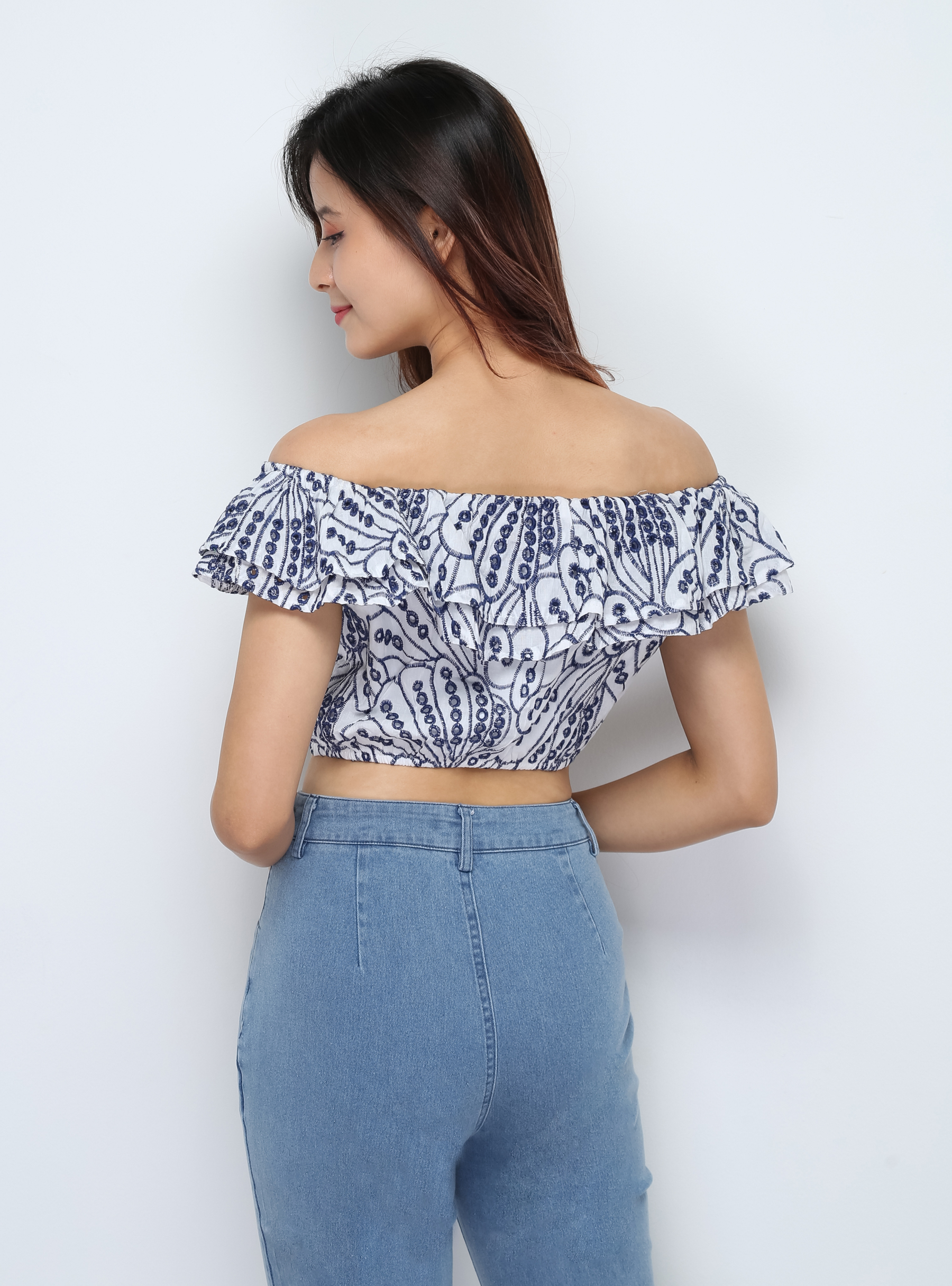Eyelet Off Shoulder Top 28065