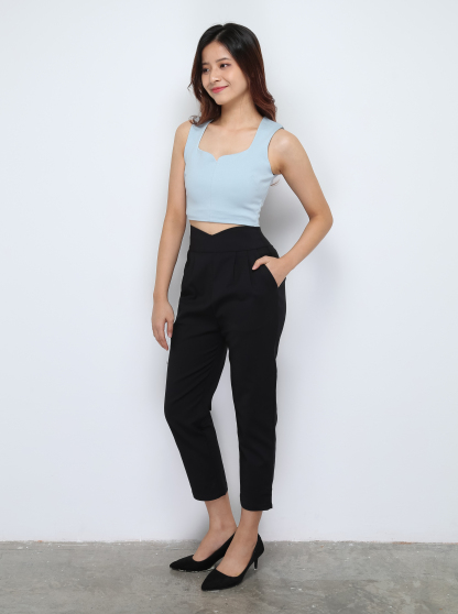 High Waist Side Pocket Long Pants 28596