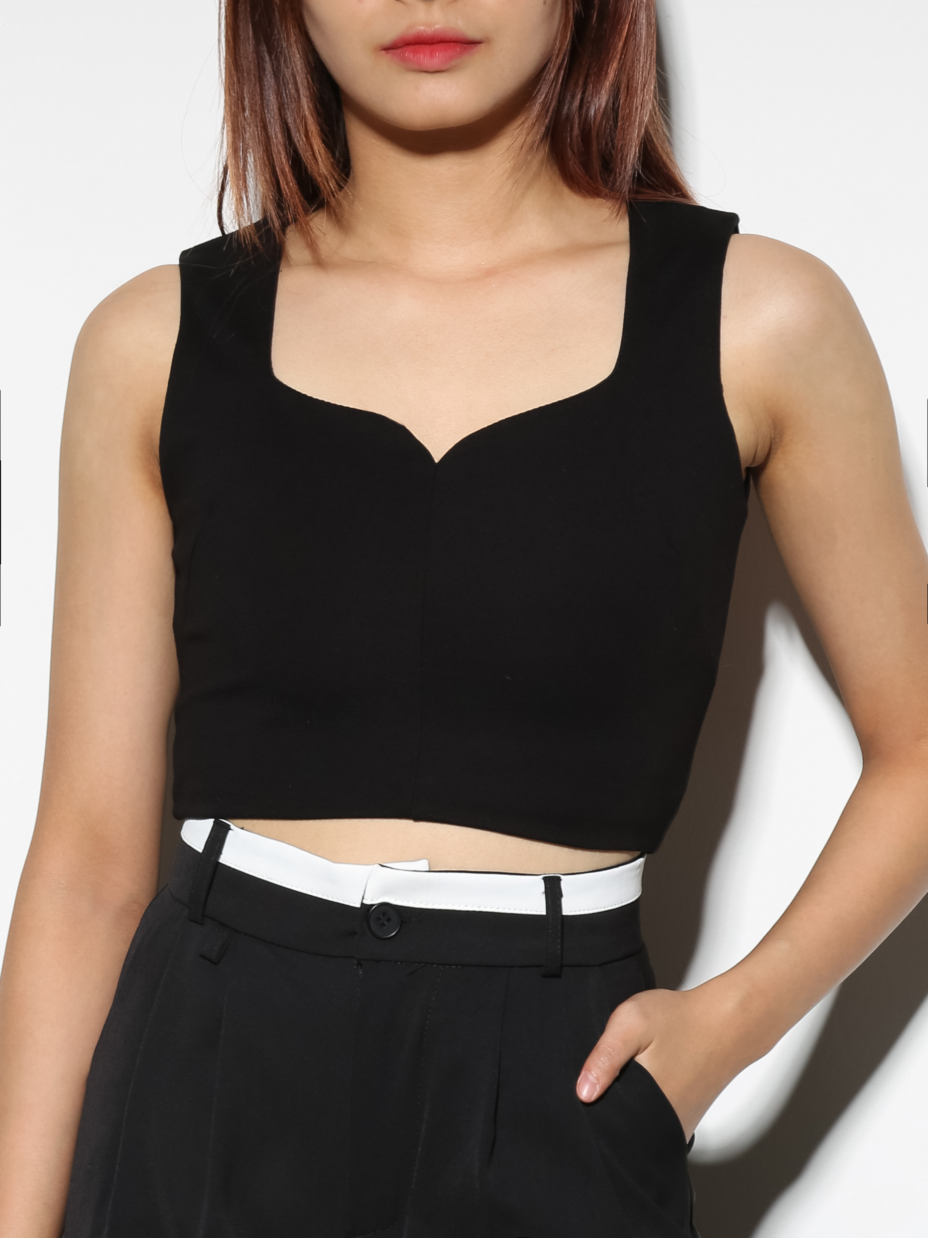 Sleeveless Back Zip Crop Top 28077