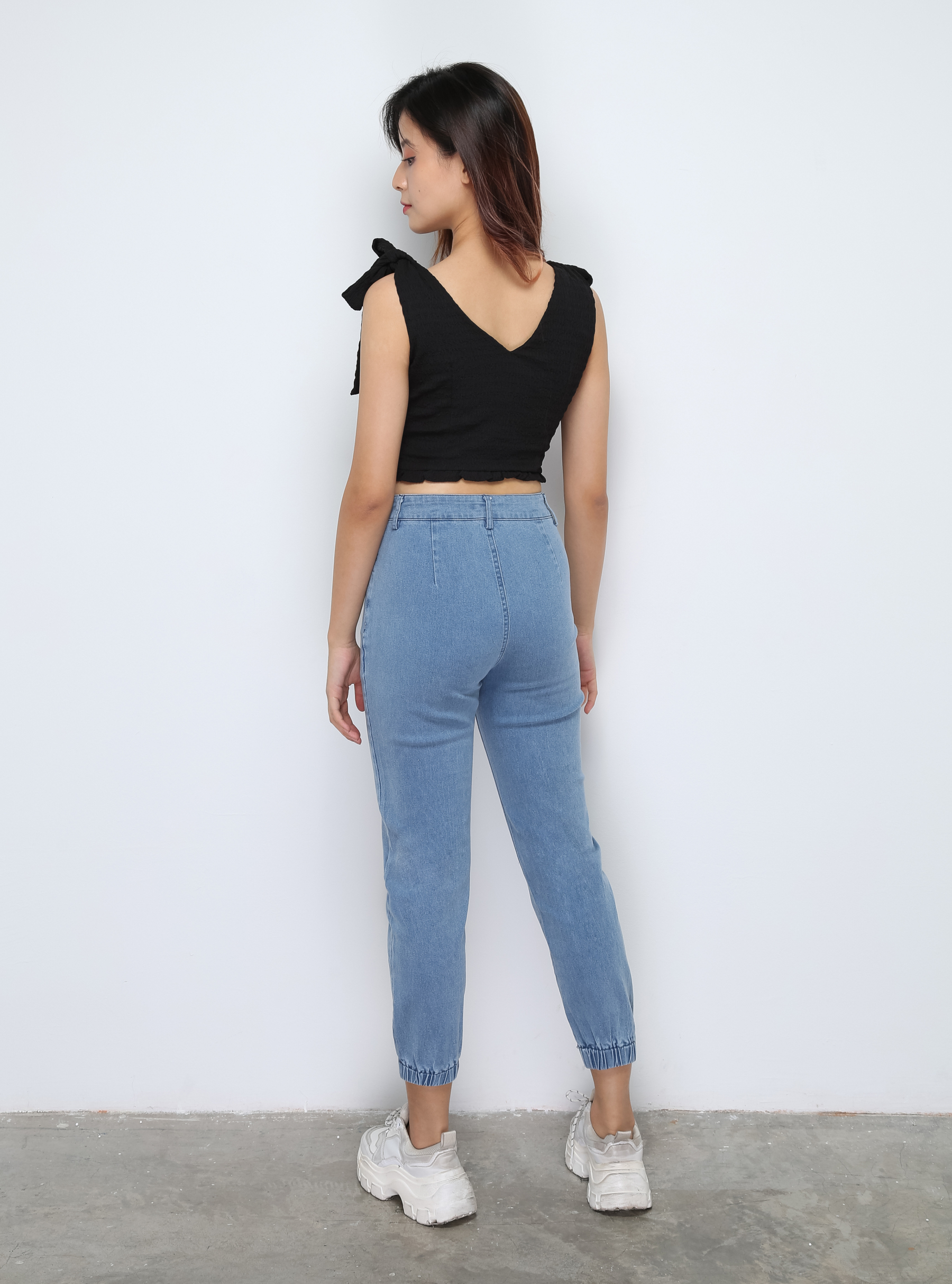 Wrinkled Sleeve Tie Up Top 28090