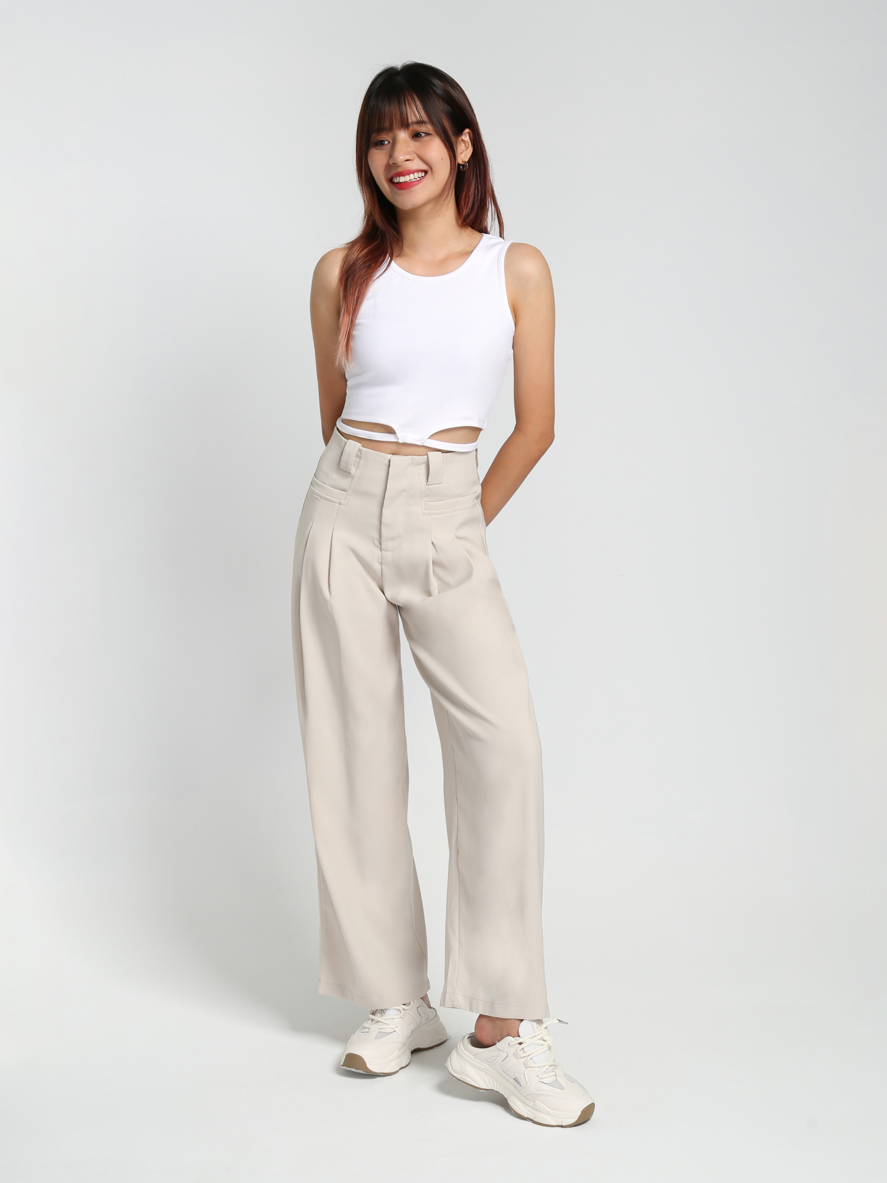 Front Button Pleated Long Pant 28117