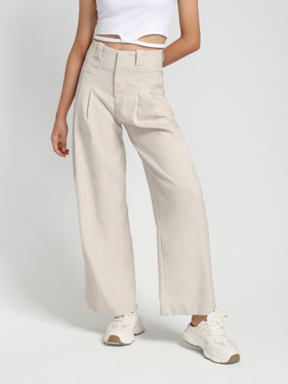 Front Button Pleated Long Pant 28117