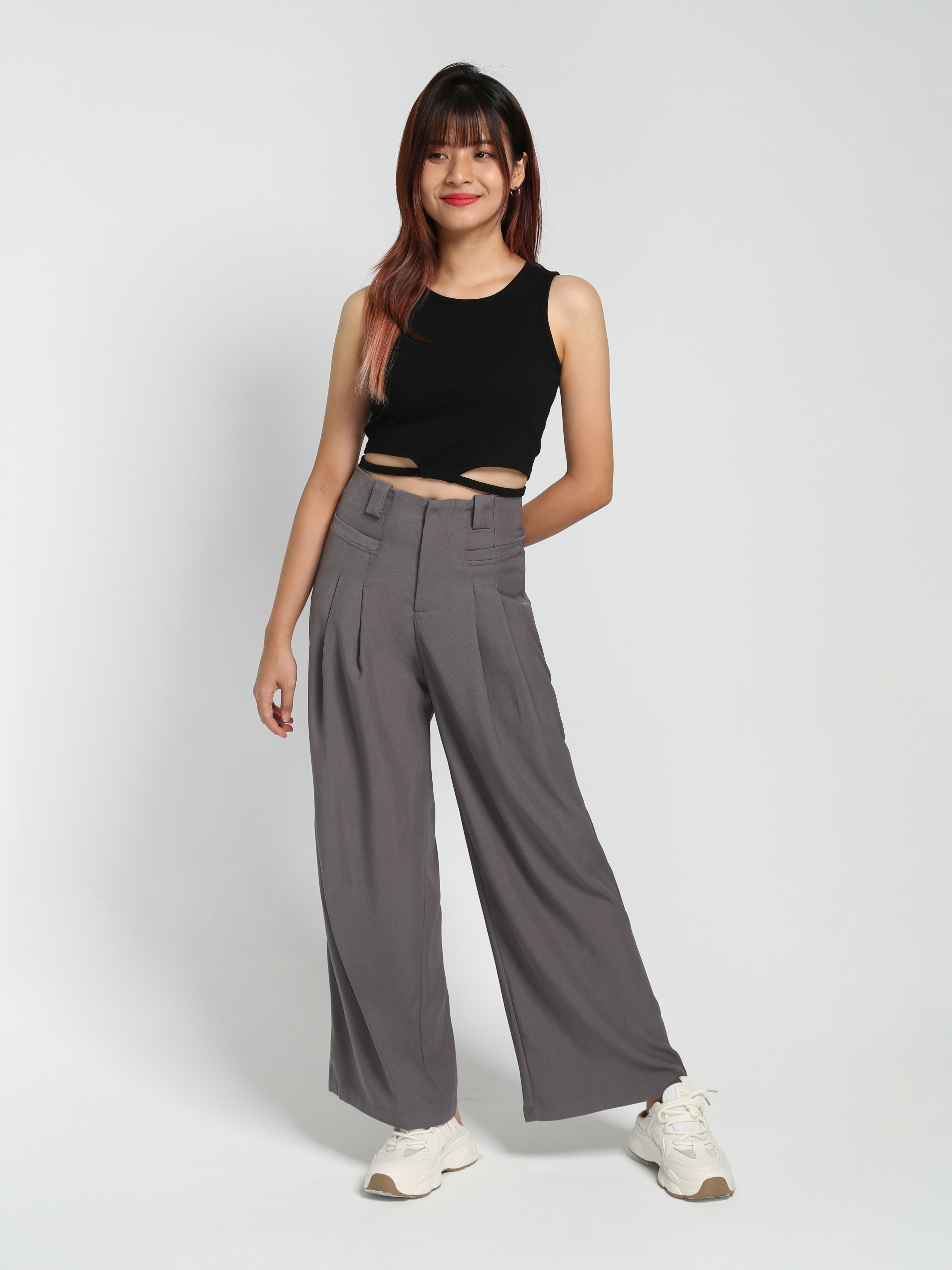 Front Button Pleated Long Pant 28117