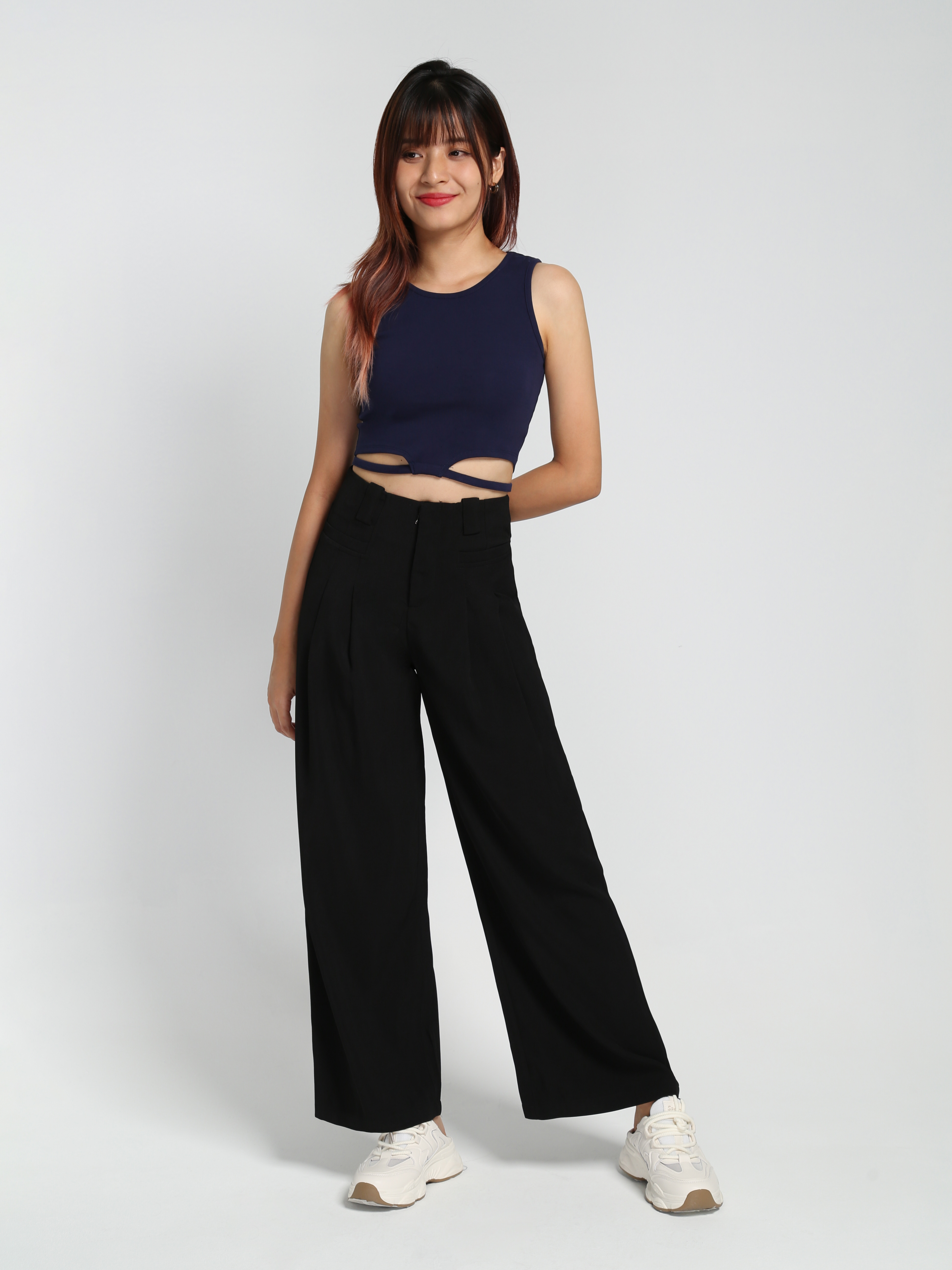 Front Button Pleated Long Pant 28117