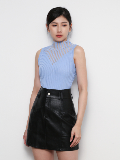 Sleeveless Knitted Turtke Neck Top 28443
