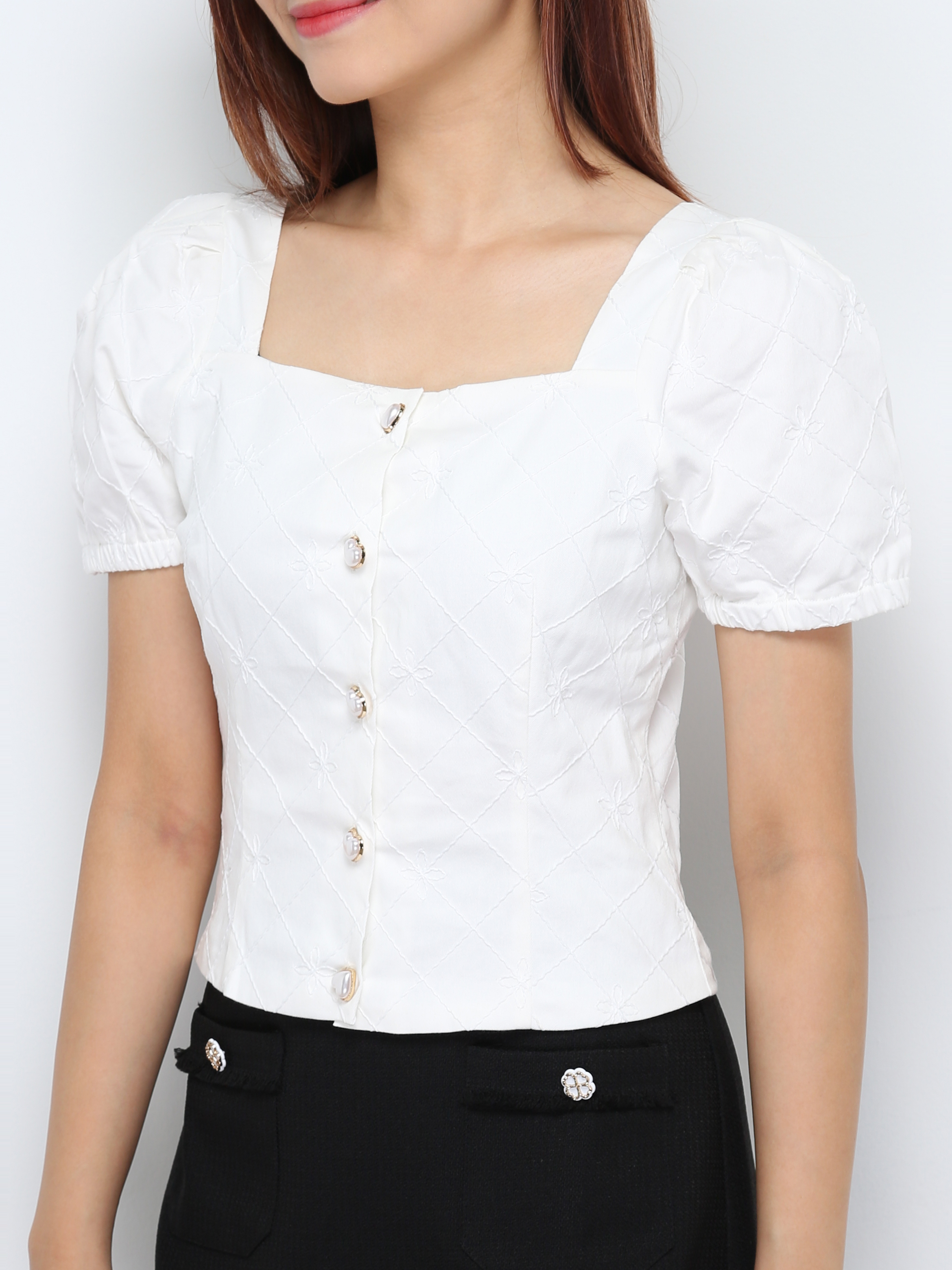 FloralFront Button Top 28501