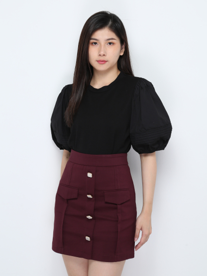 Puff Sleeve Plain Top 28503