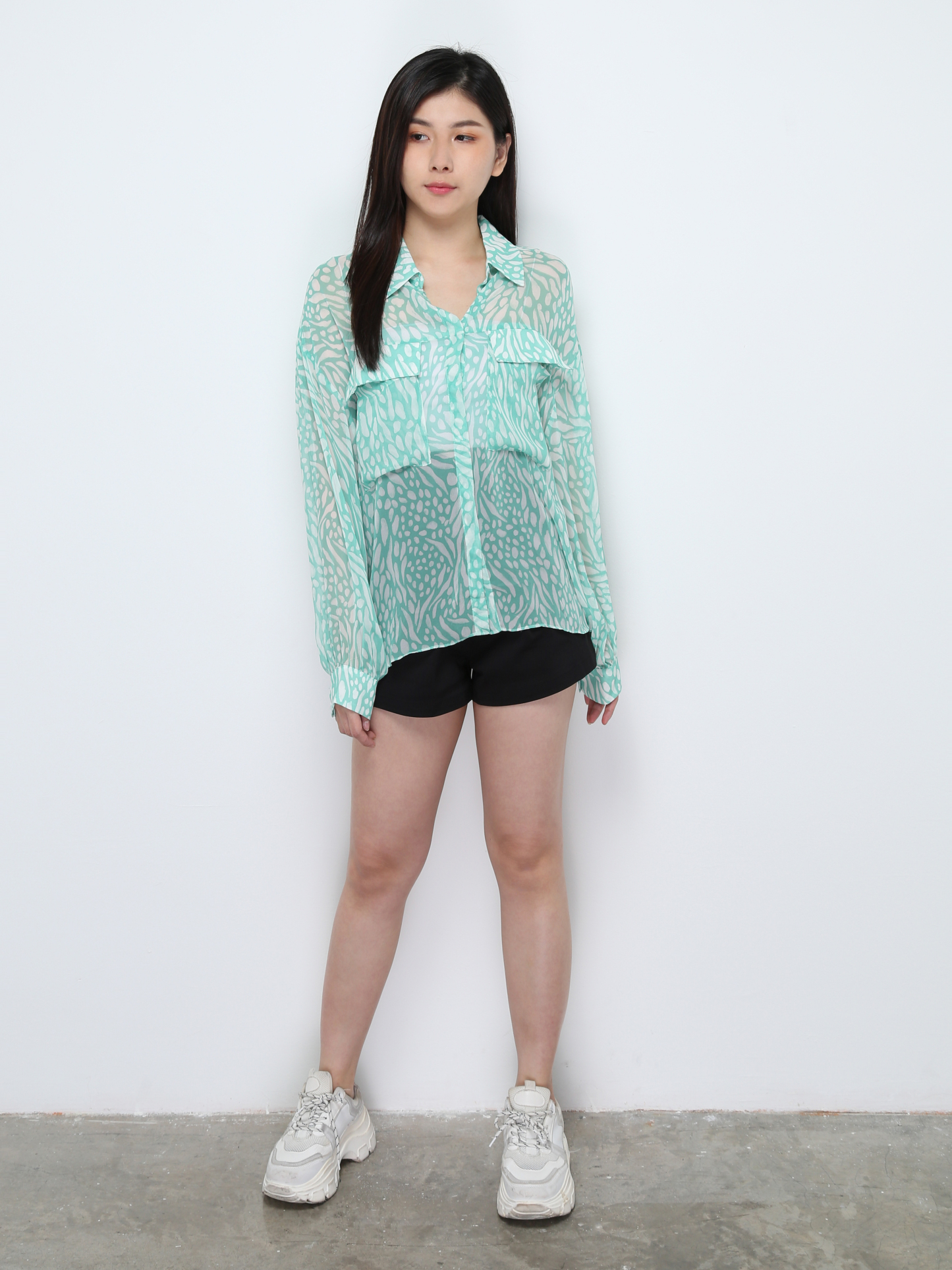 Front Button With Long Sleeve Blouse 28534