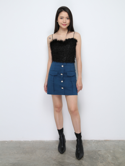 High Waist With Decorative Button Skirt 28543