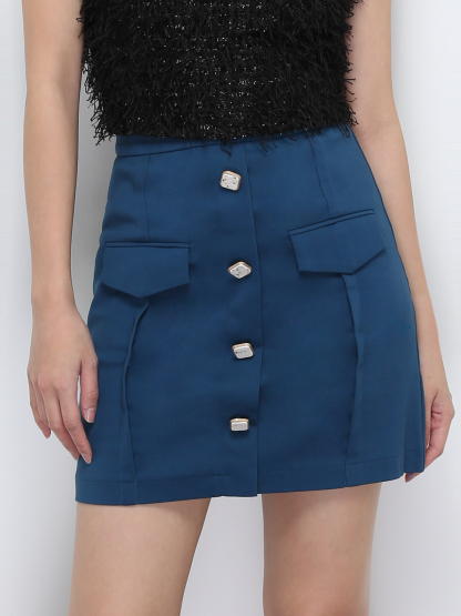High Waist With Decorative Button Skirt 28543