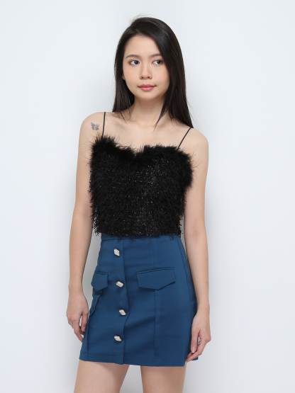 High Waist With Decorative Button Skirt 28543